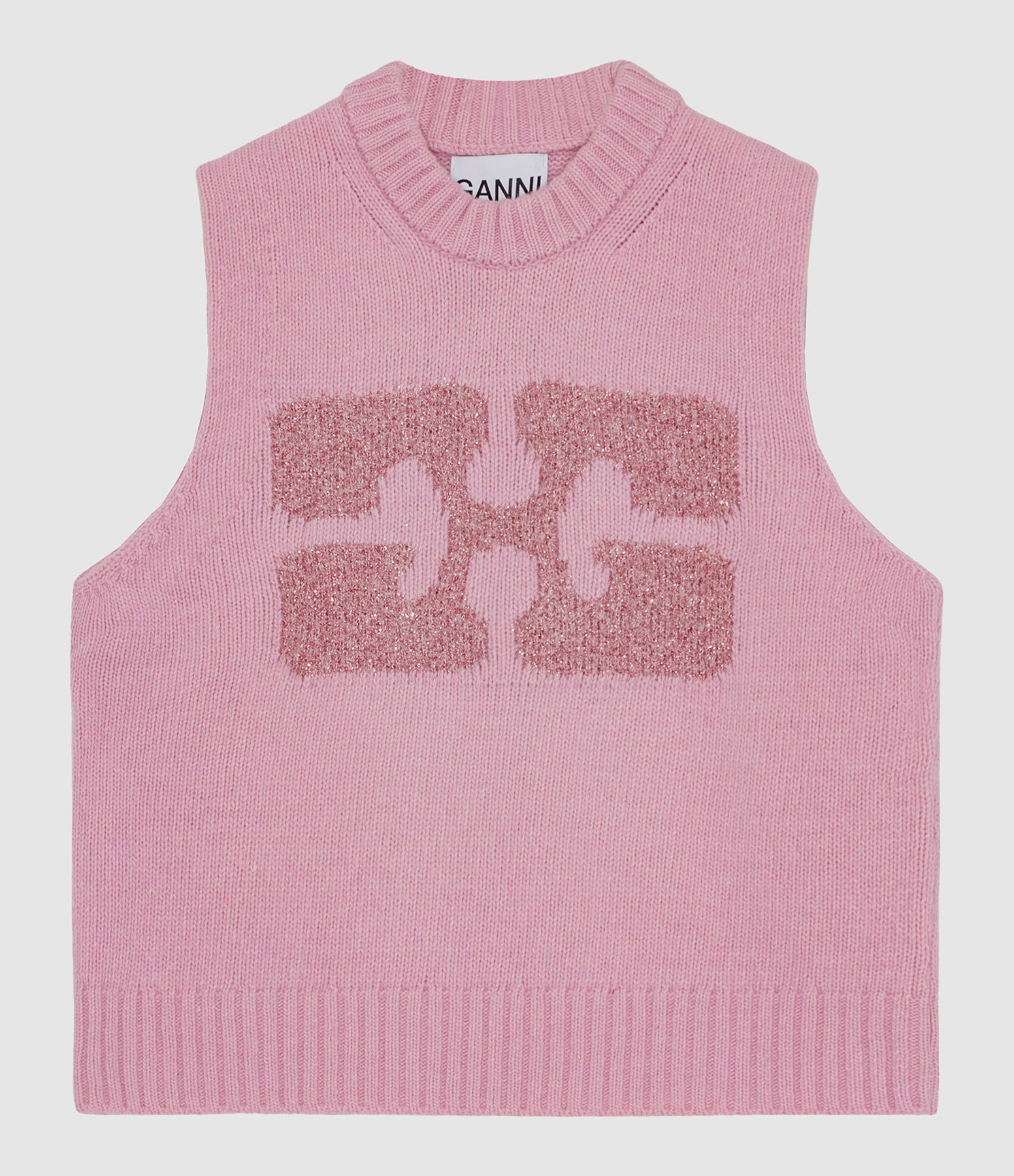 Sleeveless Graphic Wool-Blend Jumper in Fragrant Lilac
