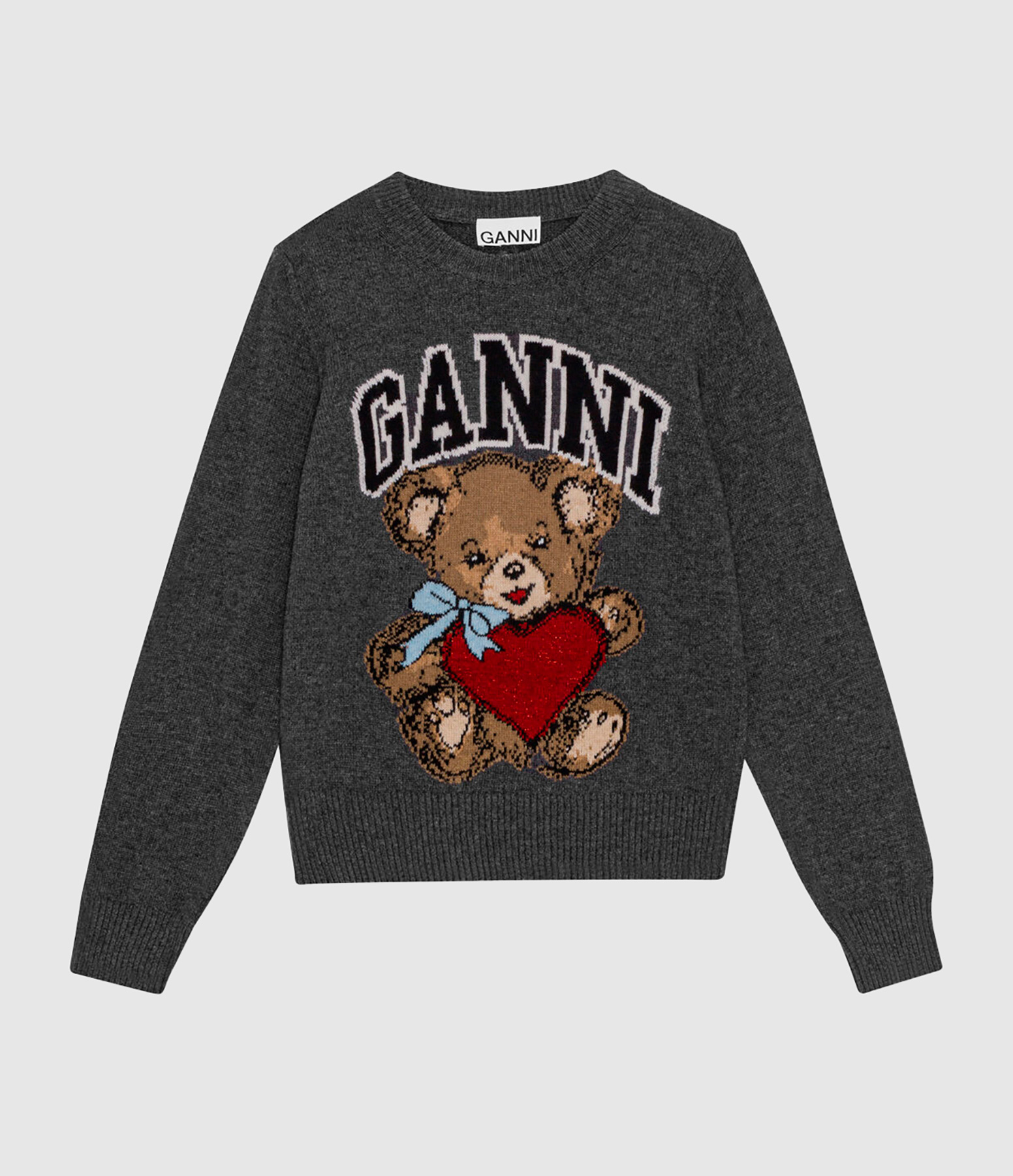 Graphic Wool-Blend Bear Crewneck Jumper – Grey Quill