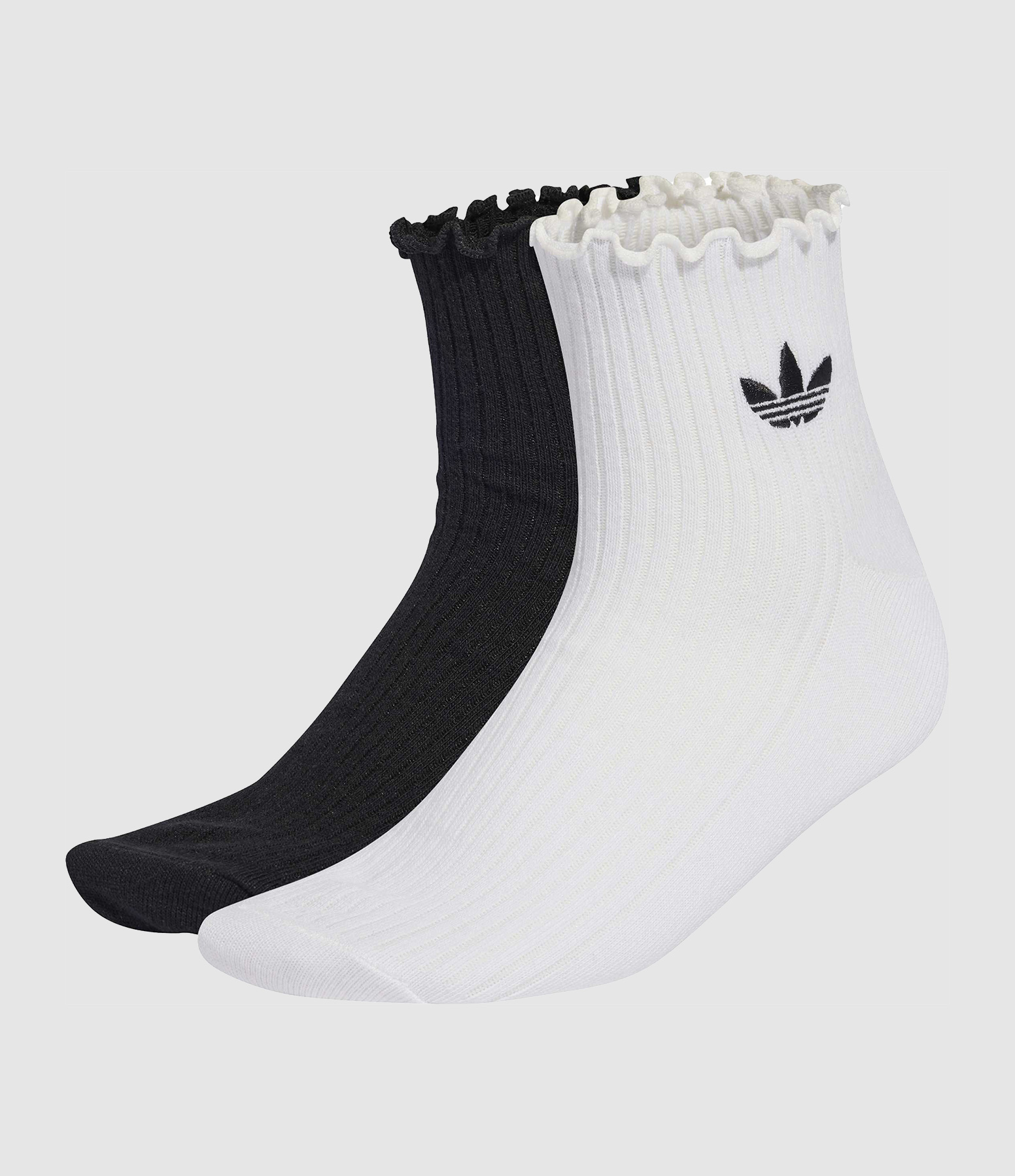 Ruffle 1/4 S Socks, 2-pack, White/Black
