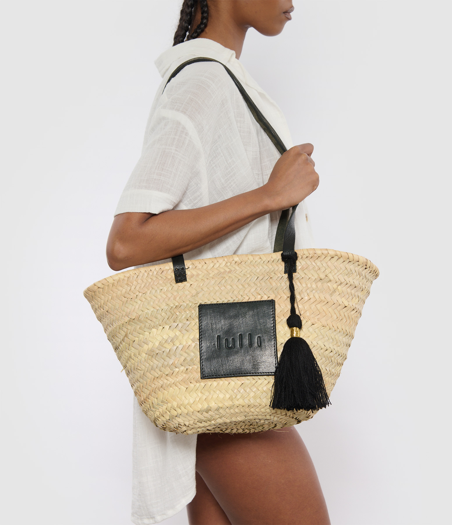 Lulli Black Raffia Basket