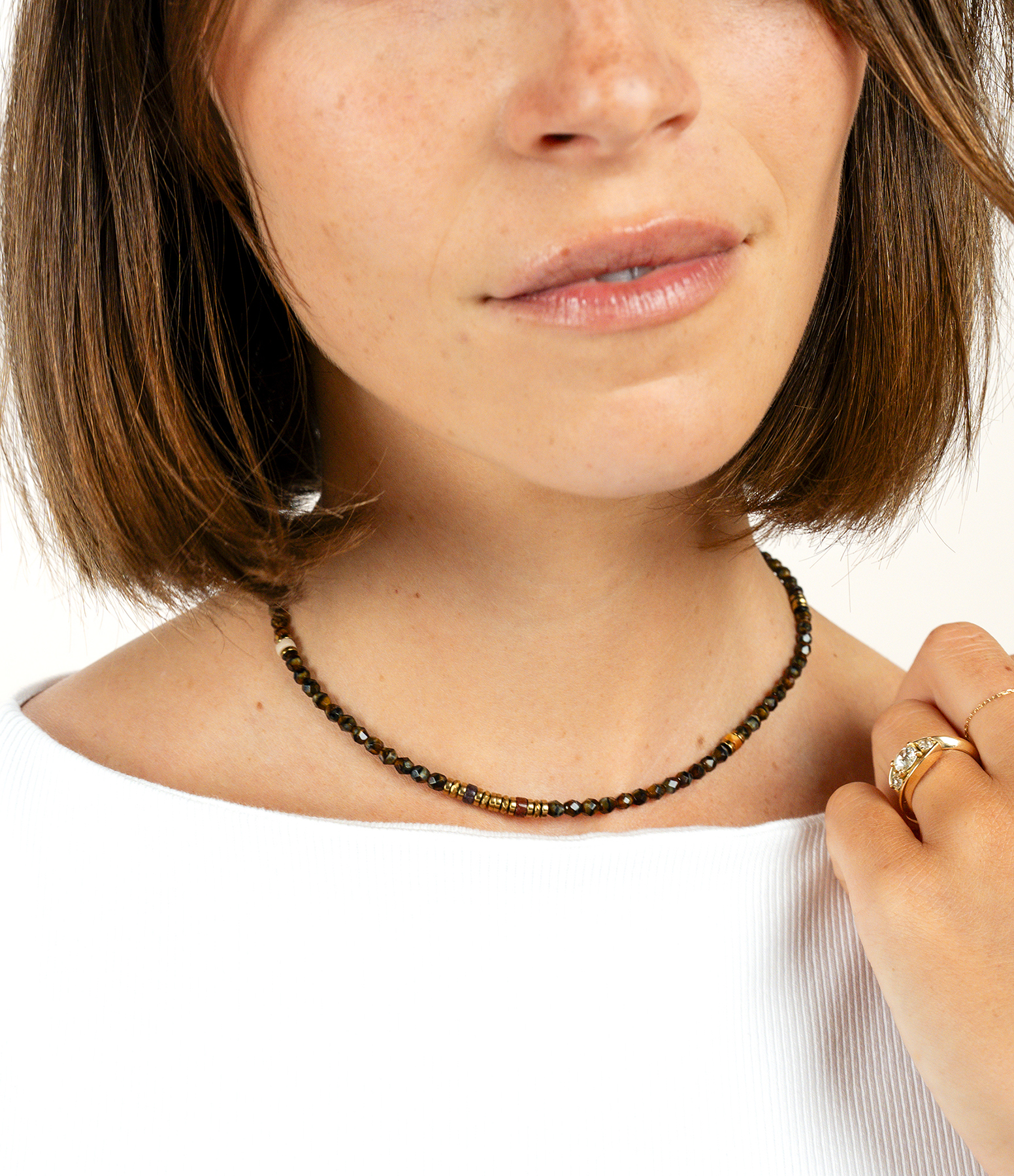 Kelly Gold Brown Choker, 38cm