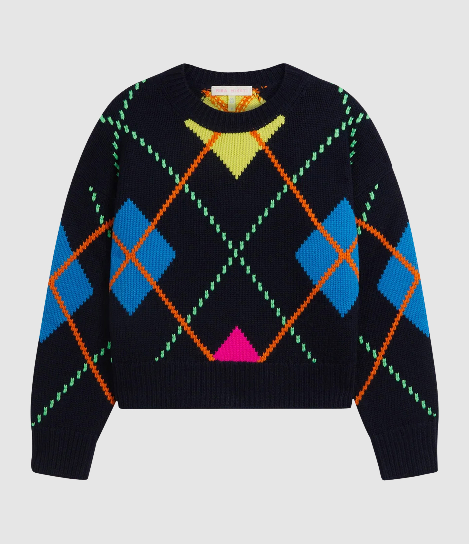 Navy Multi-Coloured Argyle Intarsia Jumper