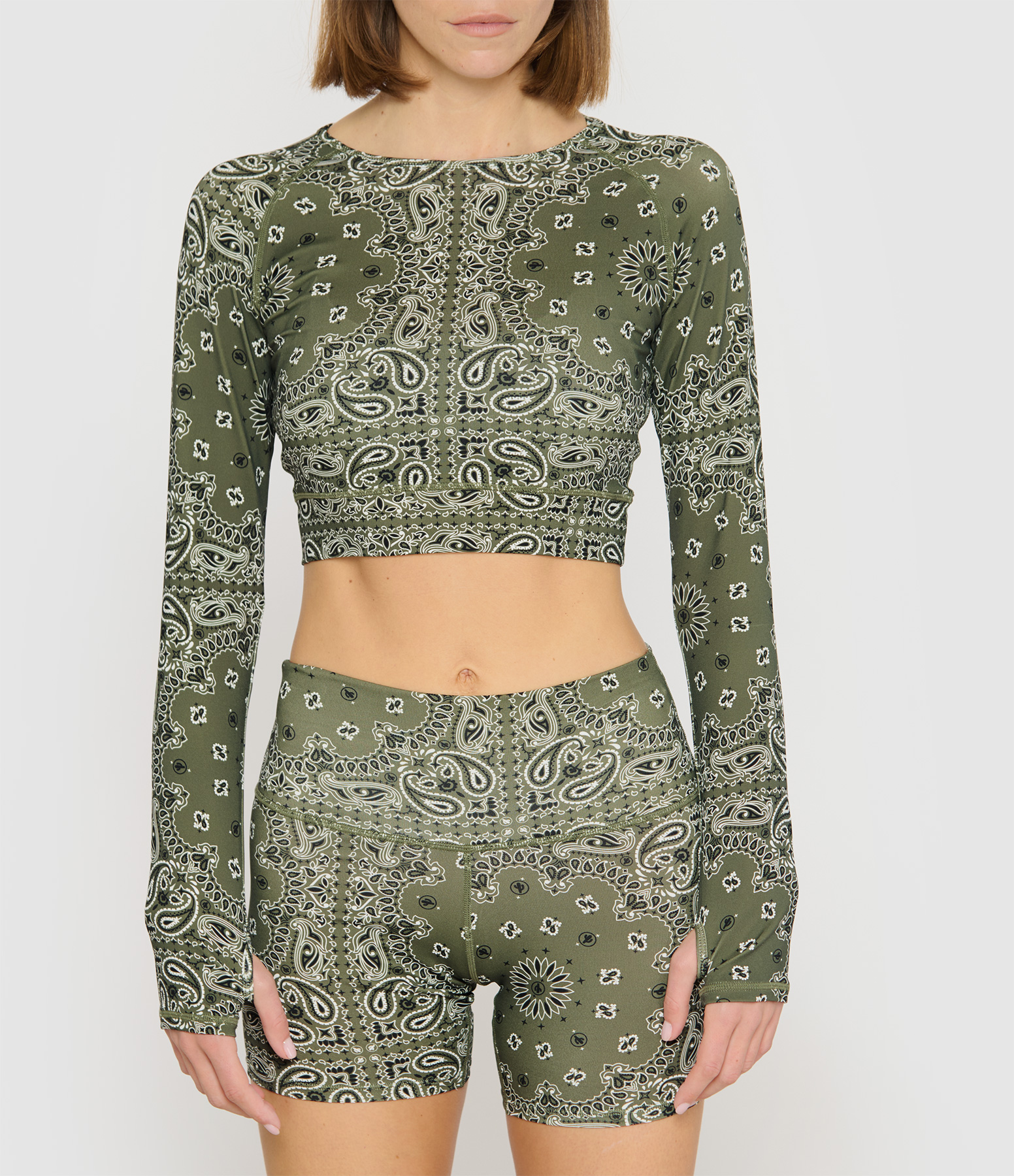 Khaki Long-Sleeved Yoga T-Shirt