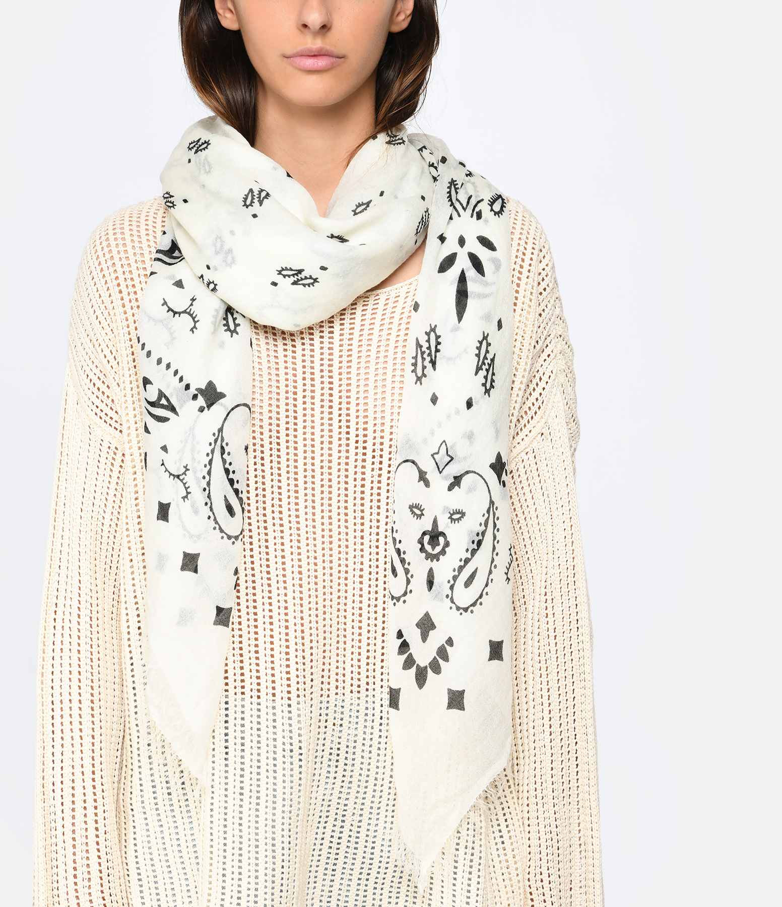Effy White Cashmere Bandana Scarf