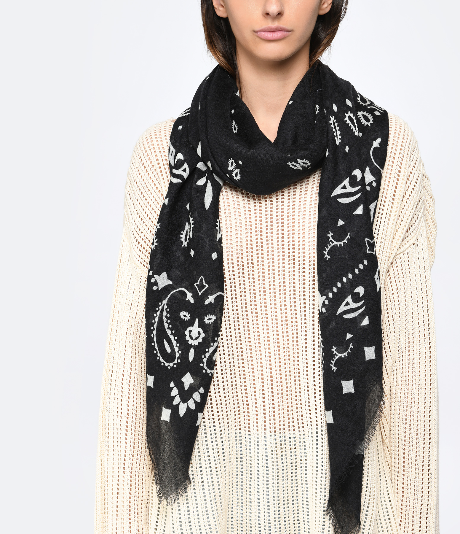 Effy Black Cashmere Bandana Scarf