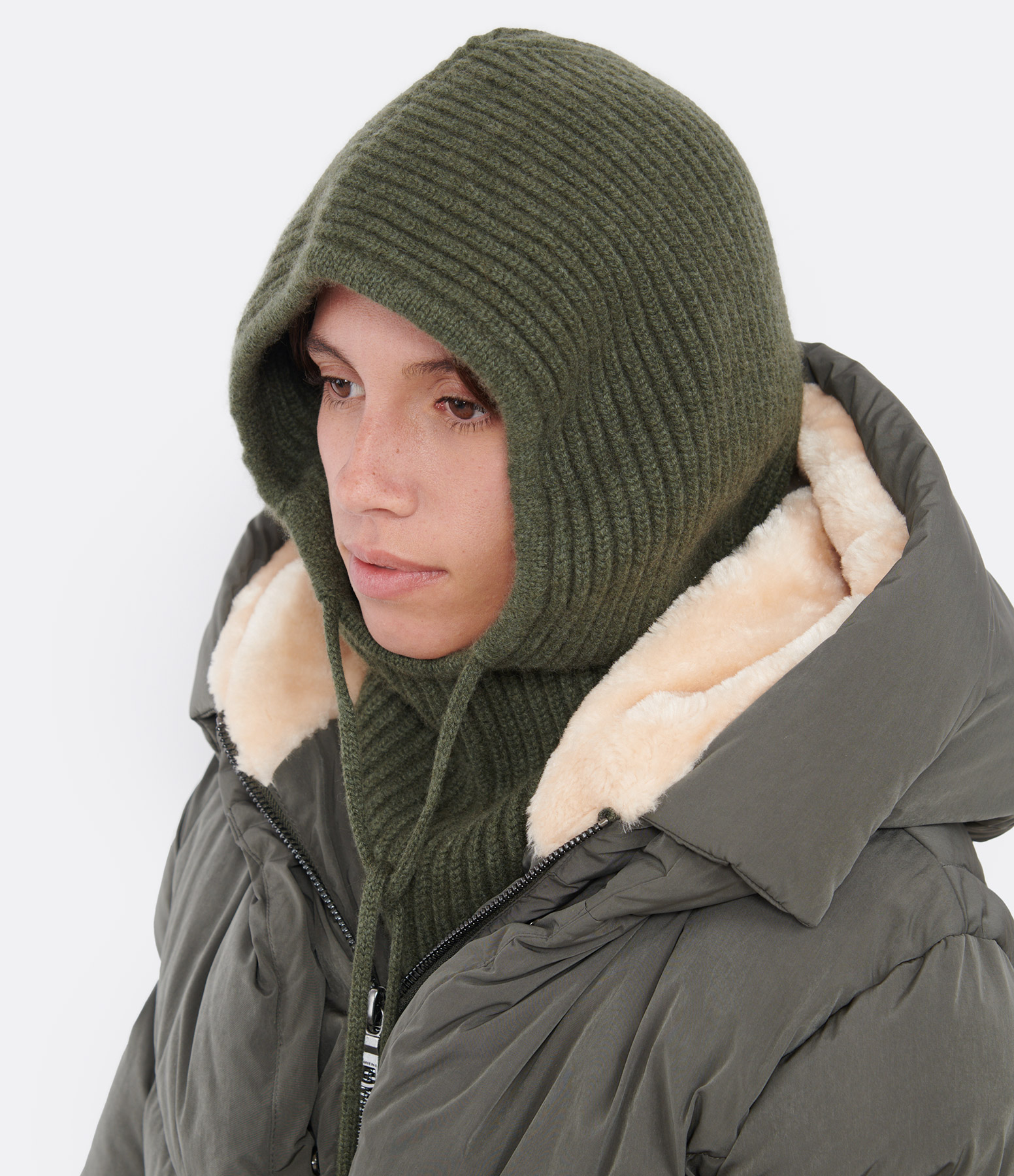 Sybel Cashmere Balaclava – Dark Khaki