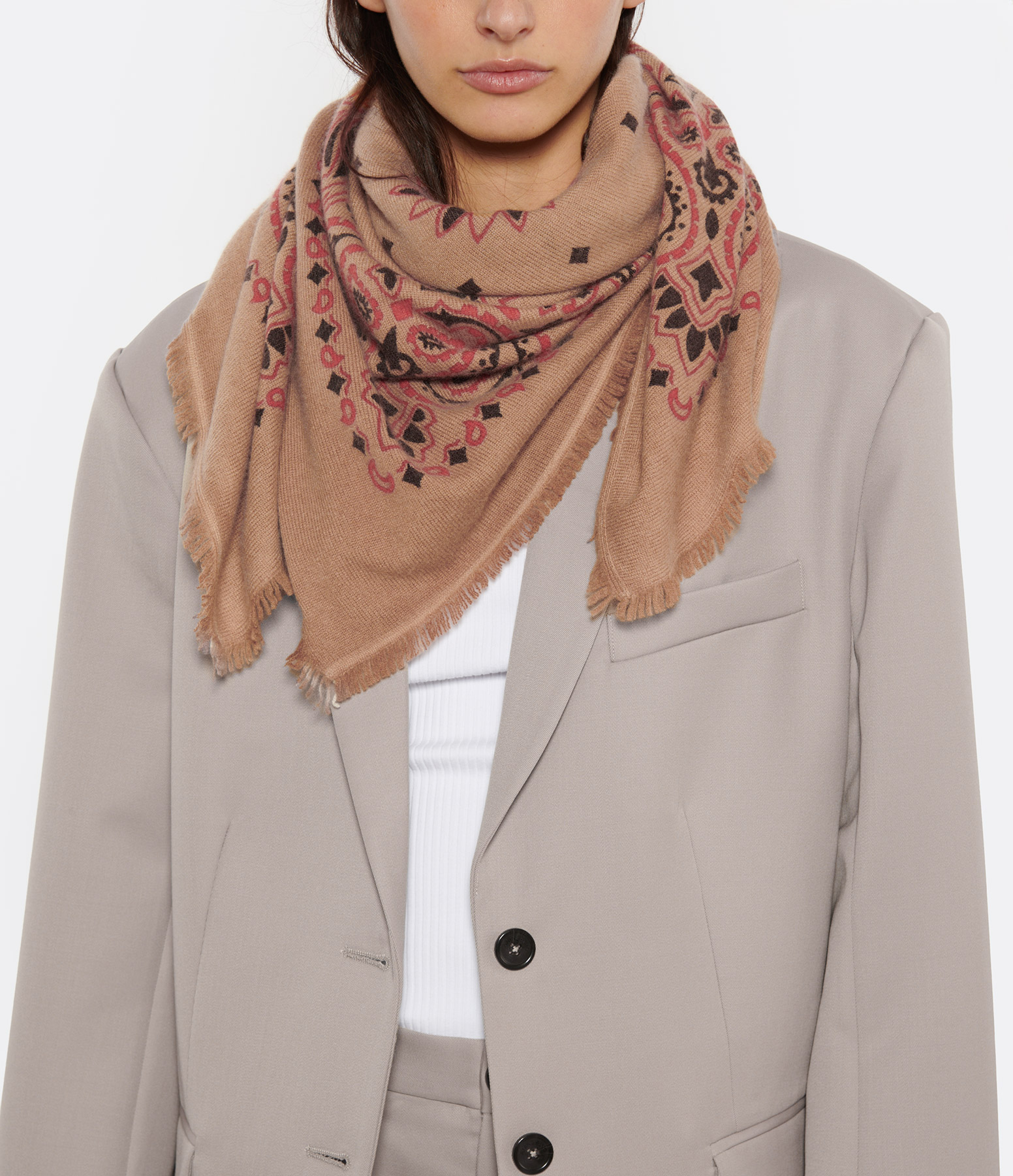 Hachiko Bico Cashmere Scarf in Camelo