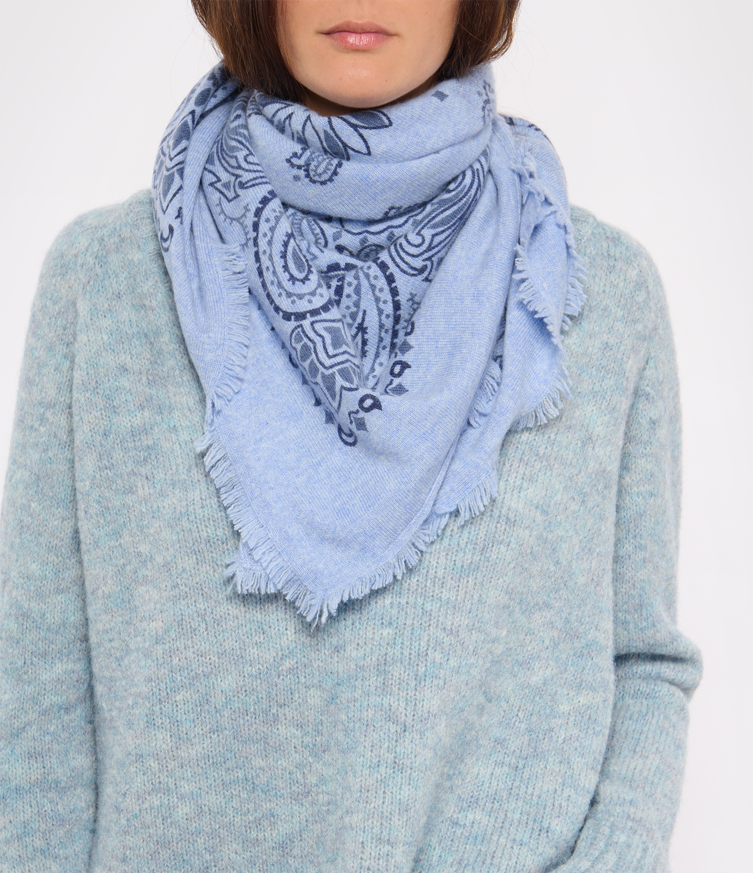 Hachiko Bico Cashmere Scarf in Jeans Blue