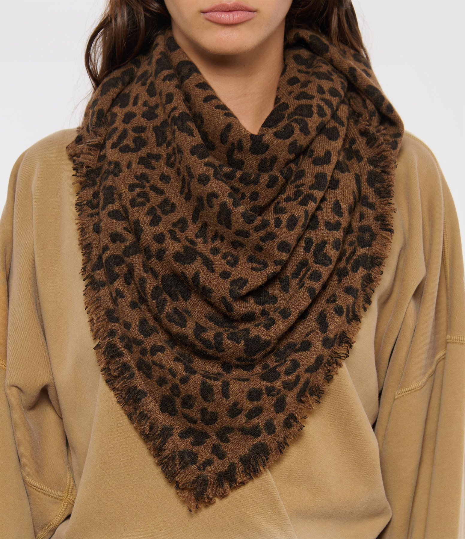 Brown Leopard-Print Hachiko Scarf