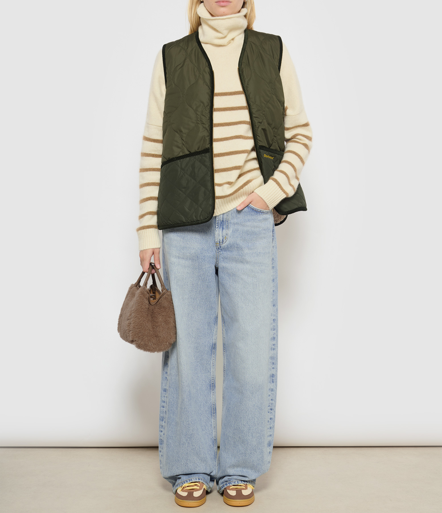 Tila Stripe Nimbus Jumper – White and Camel