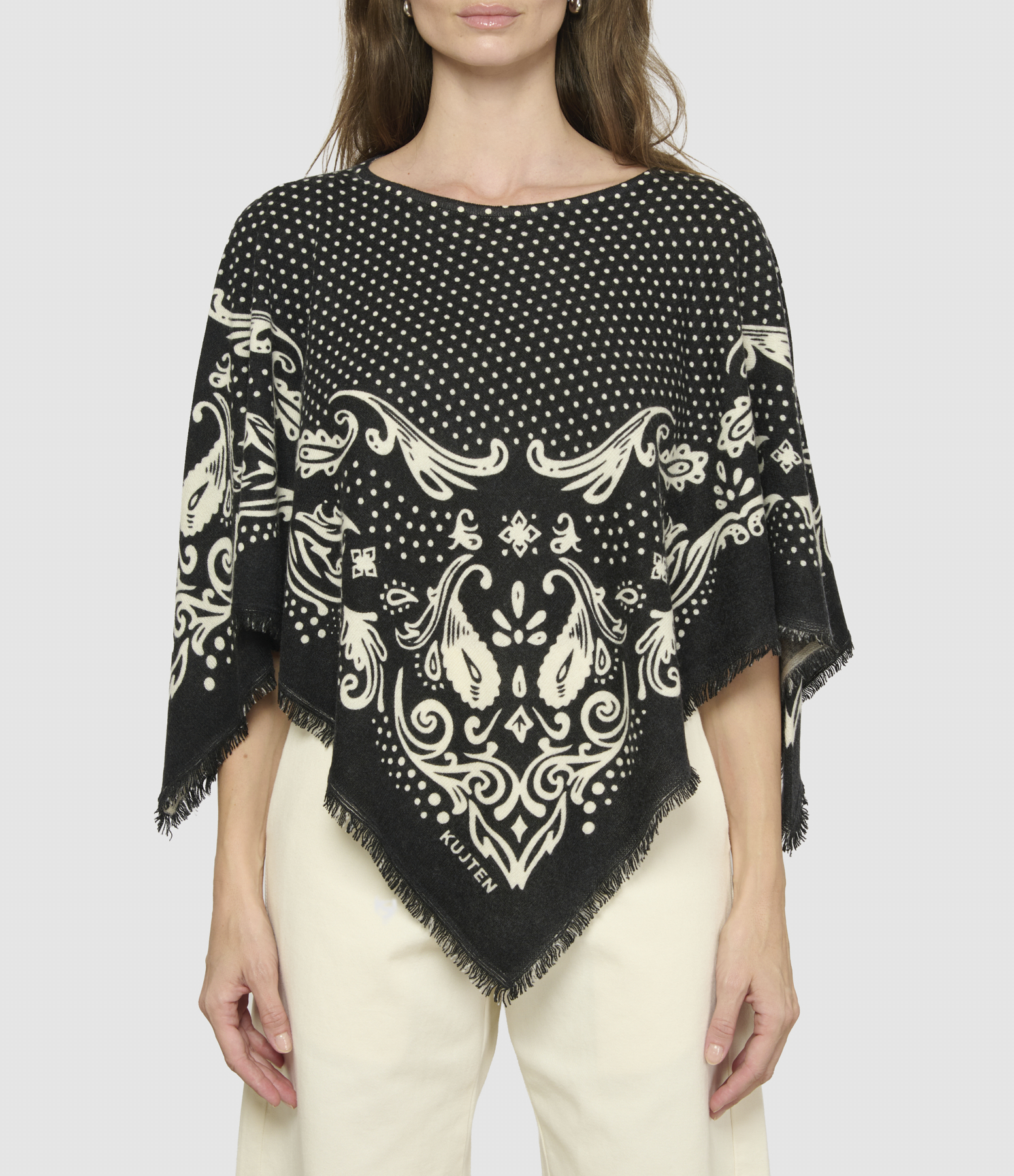 Ponchana Dot Black Poncho