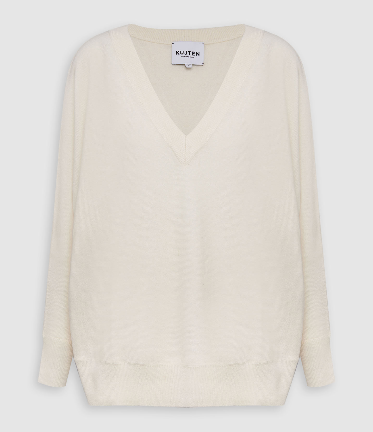Oversized V-neck jumper, Line, White