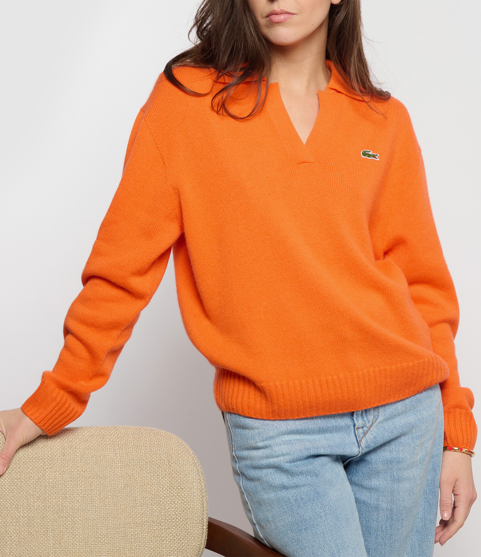 Orange Cashmere Polo-Neck Jumper