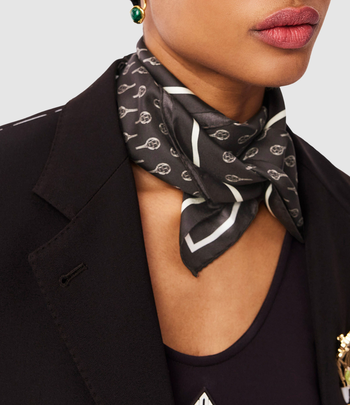 Brown Printed Silk Scarf, SS25 Catwalk Collection
