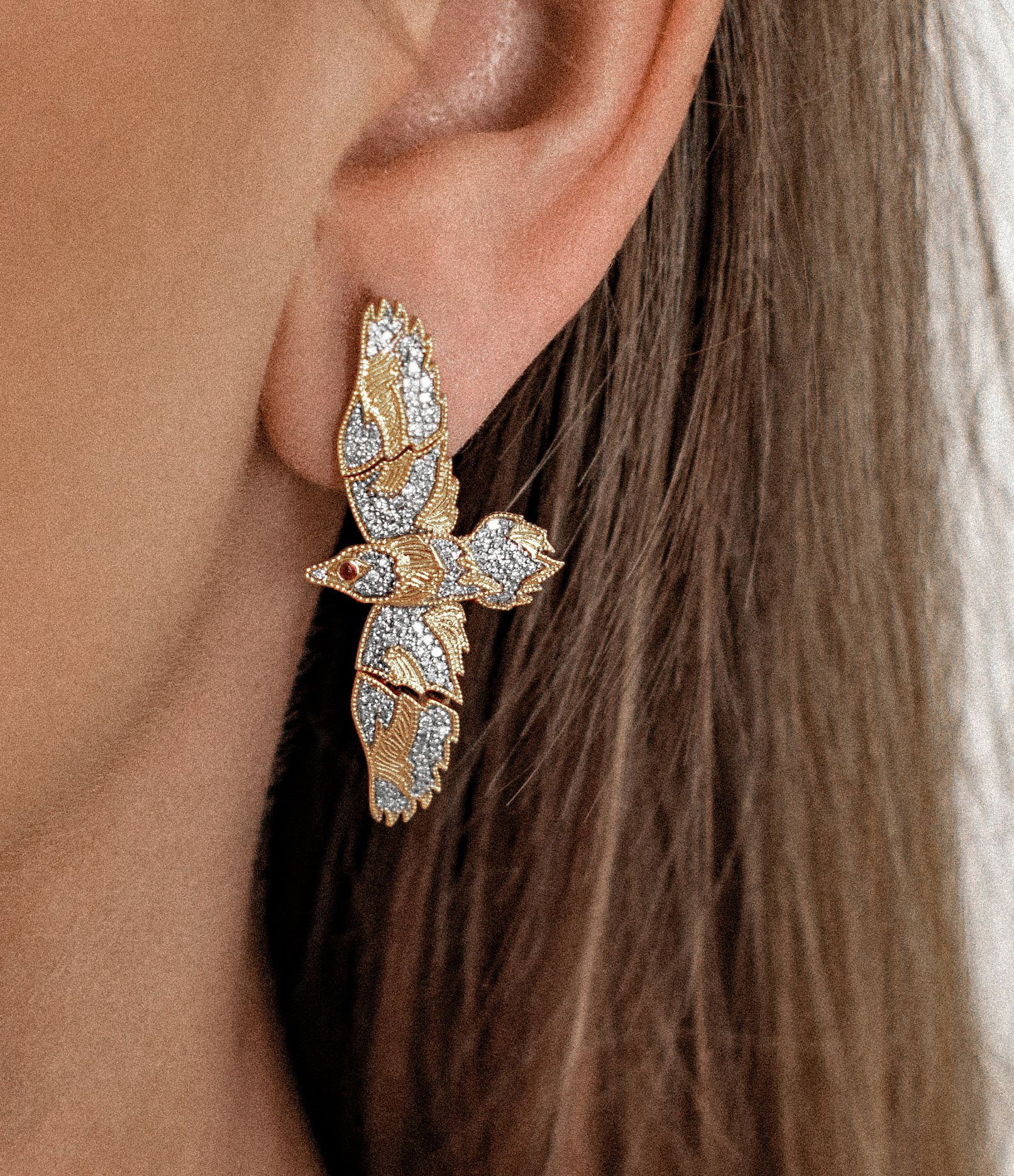 L'Altore Ruby Eye Diamond Rose Gold Earring (sold individually)