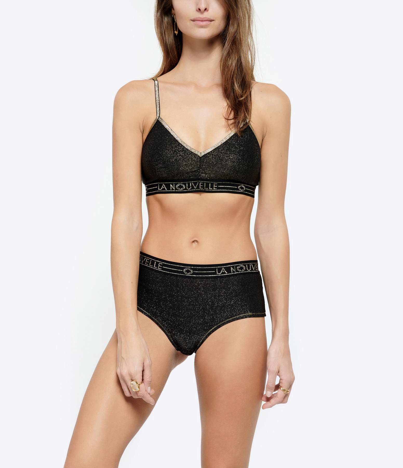 Georgia Stretch Bra, Large, Black Lurex