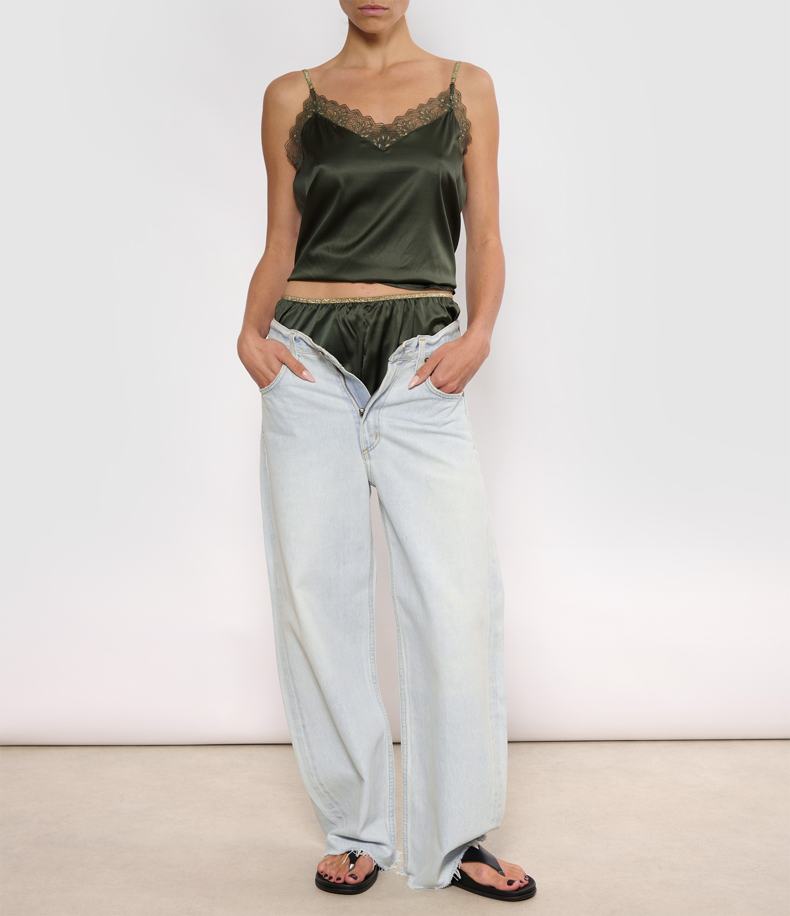 Charlotte Khaki Lace Top