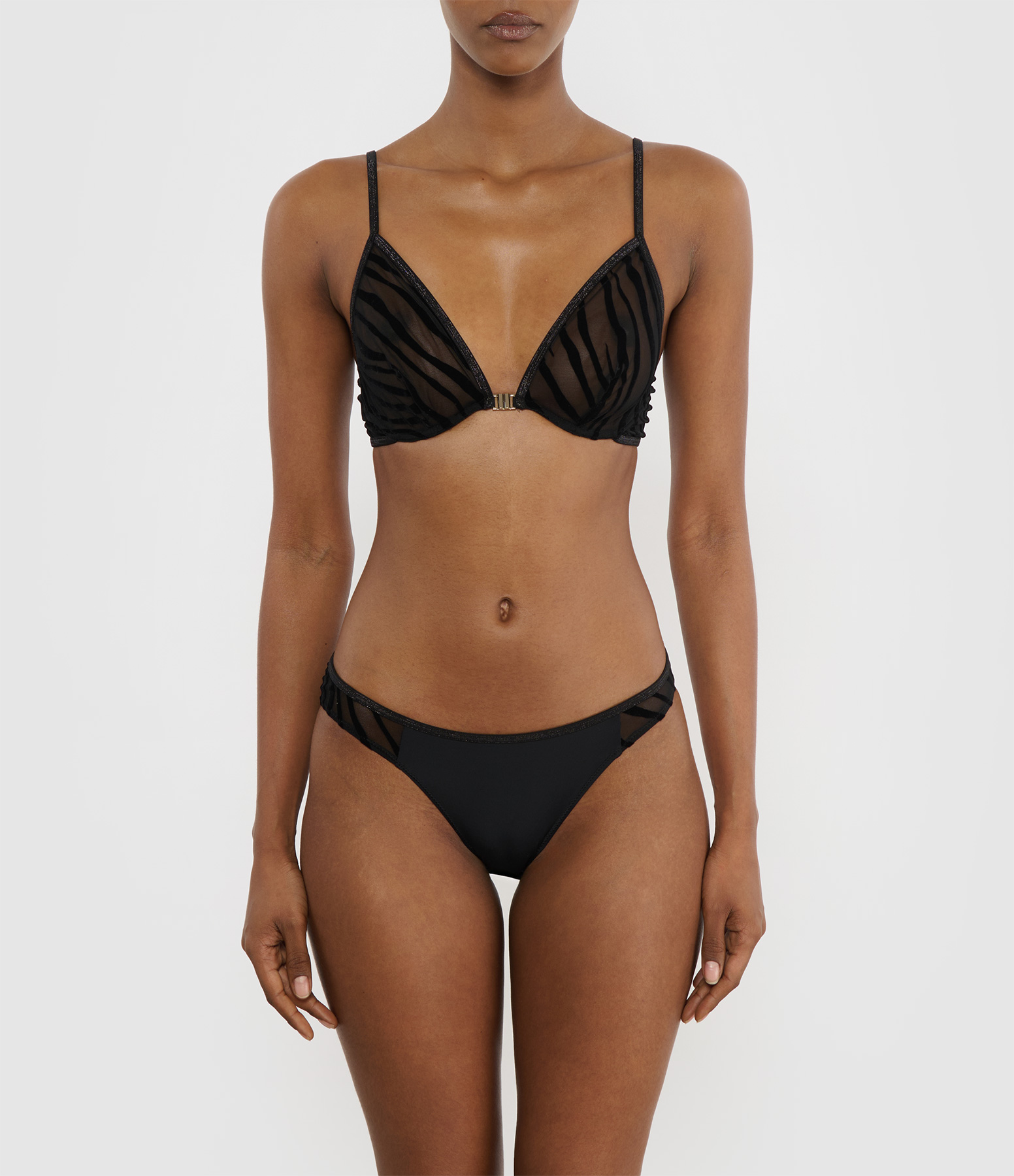 Georgia Mixed-Fabric Black Zebra Briefs