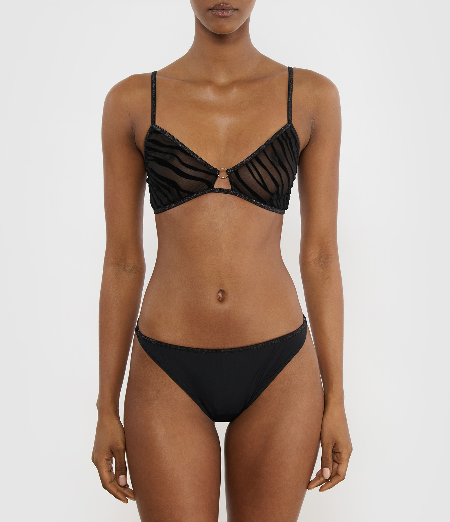 Thea Black Zebra Thong