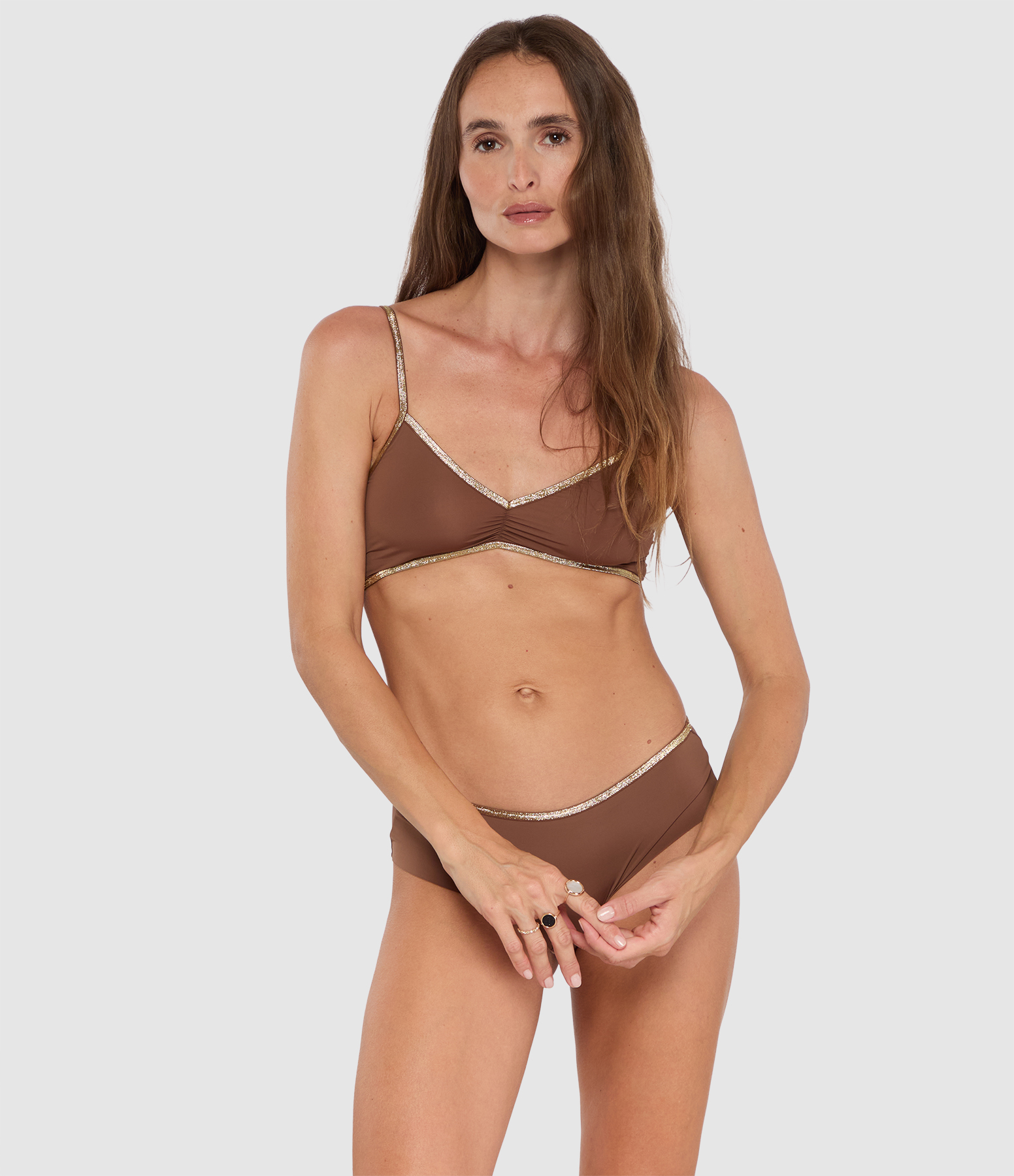 Mocha Straight-Leg Shorts