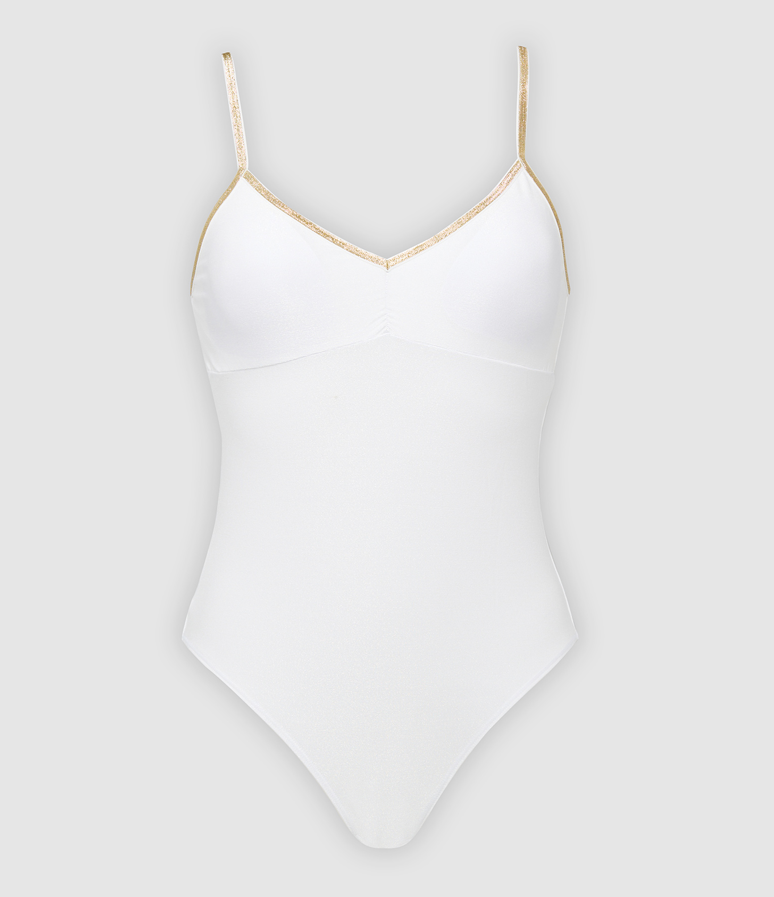 Bill Bodysuit with Removable Pads – Shiny White