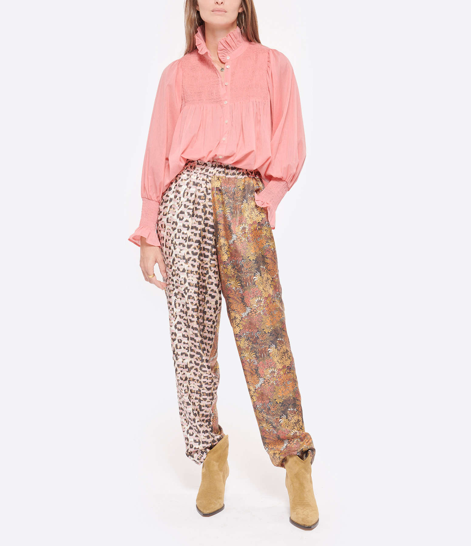 Boy’s Silk-Blend Trousers in Rust Elephant Print