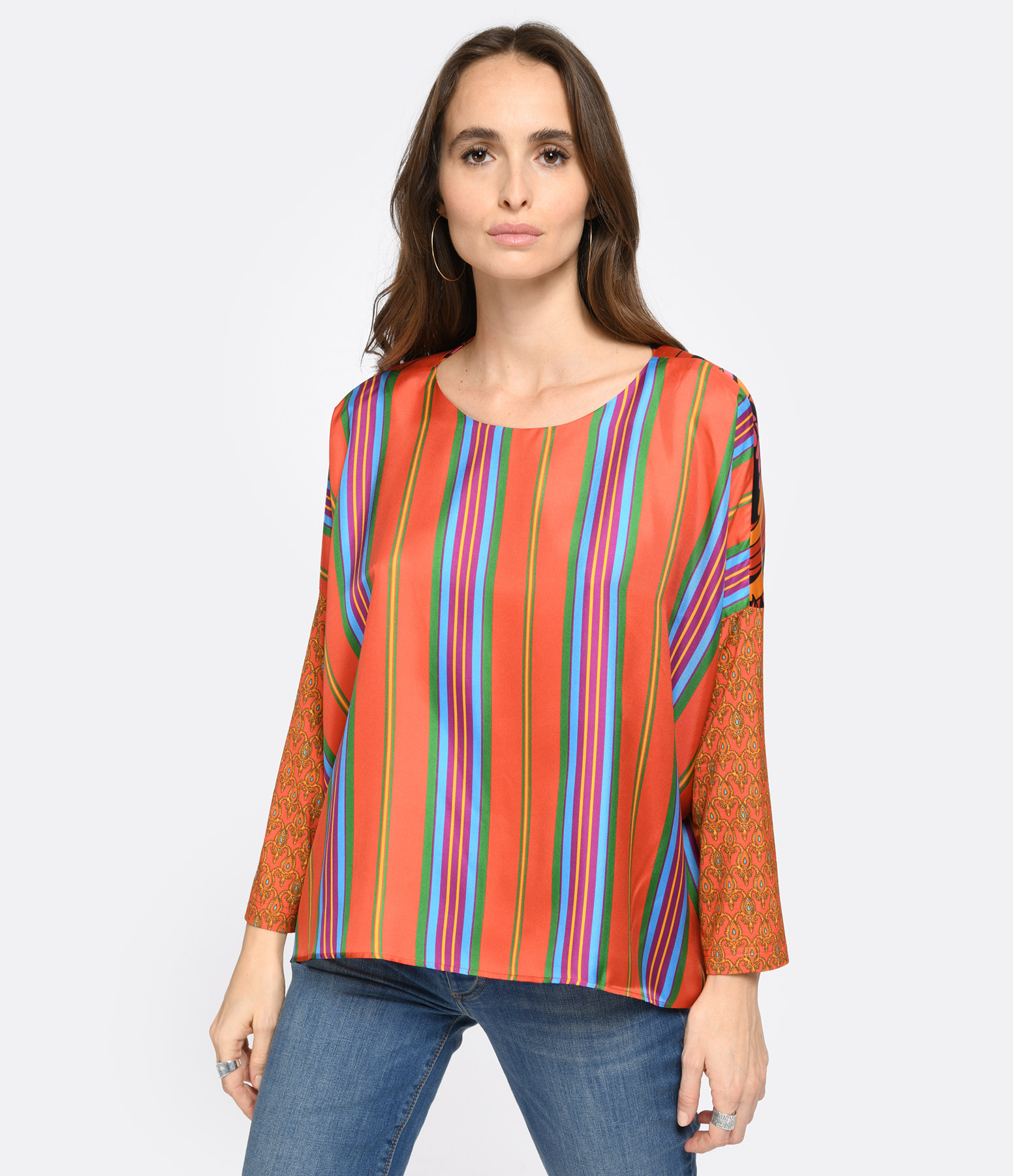 Janine Blouse – Coral Fun Silk Blend