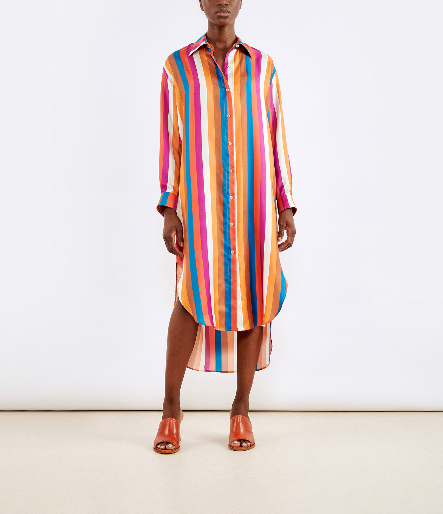 Long Multicoloured Blackcurrant Silk Dress