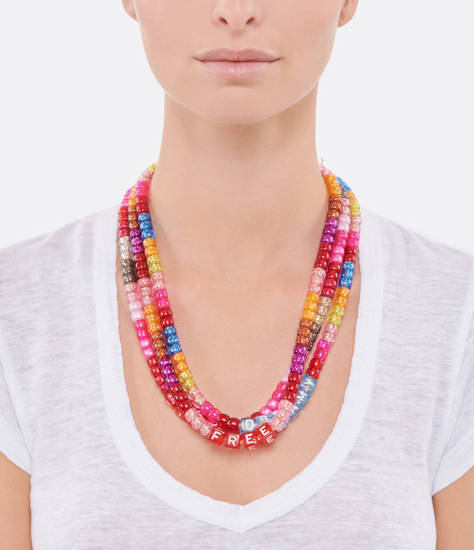 Love Beads Kiss Pink Necklace