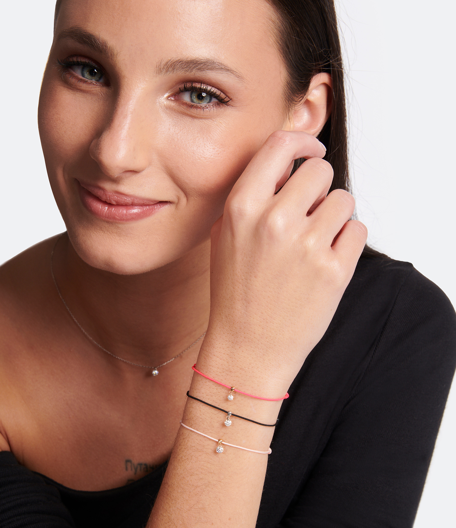 BB Diamond Brillant Bracelet – Black Cord, White Gold