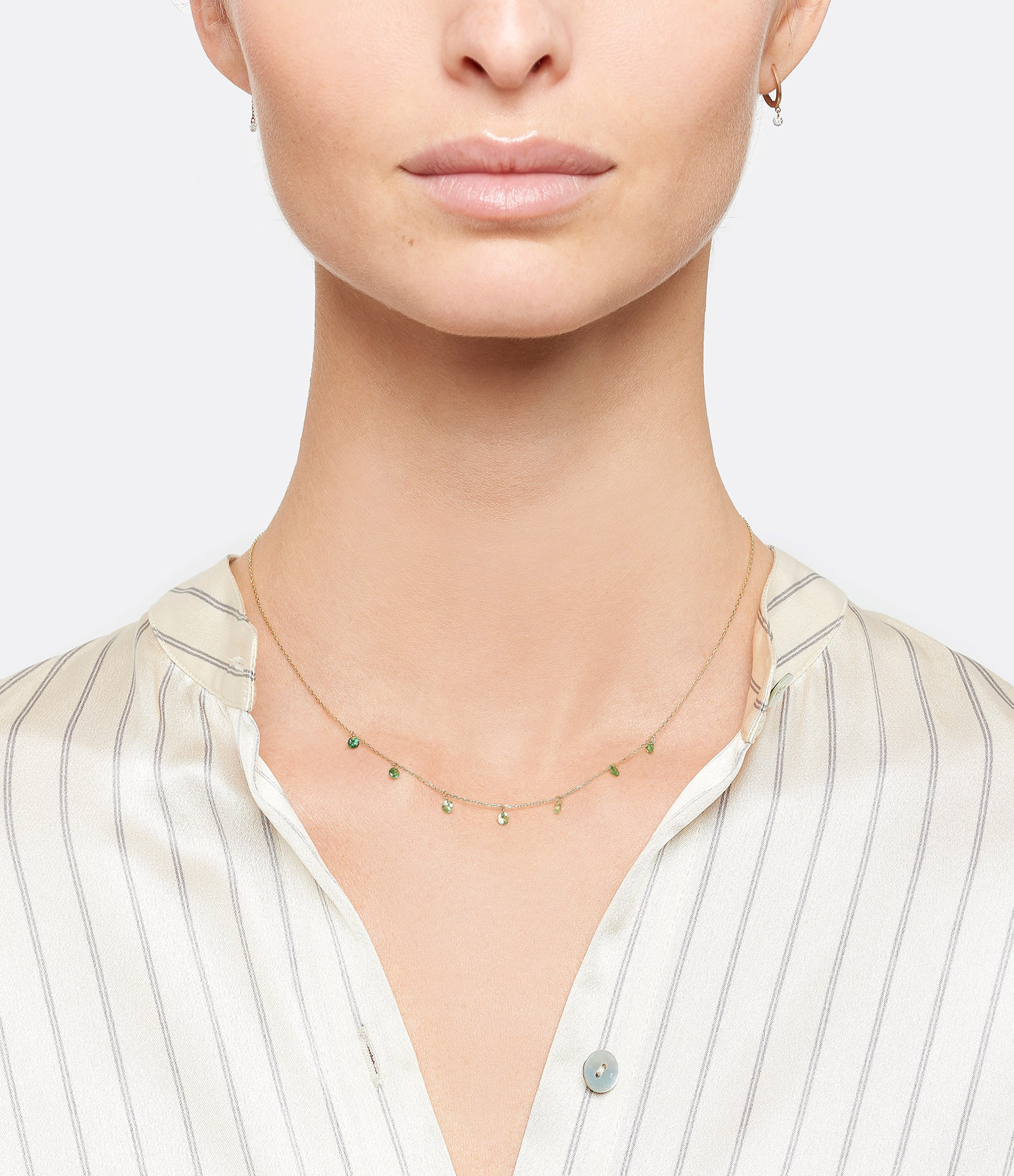 Confetti Necklace in 7 Yellow Gold with Tsavorites