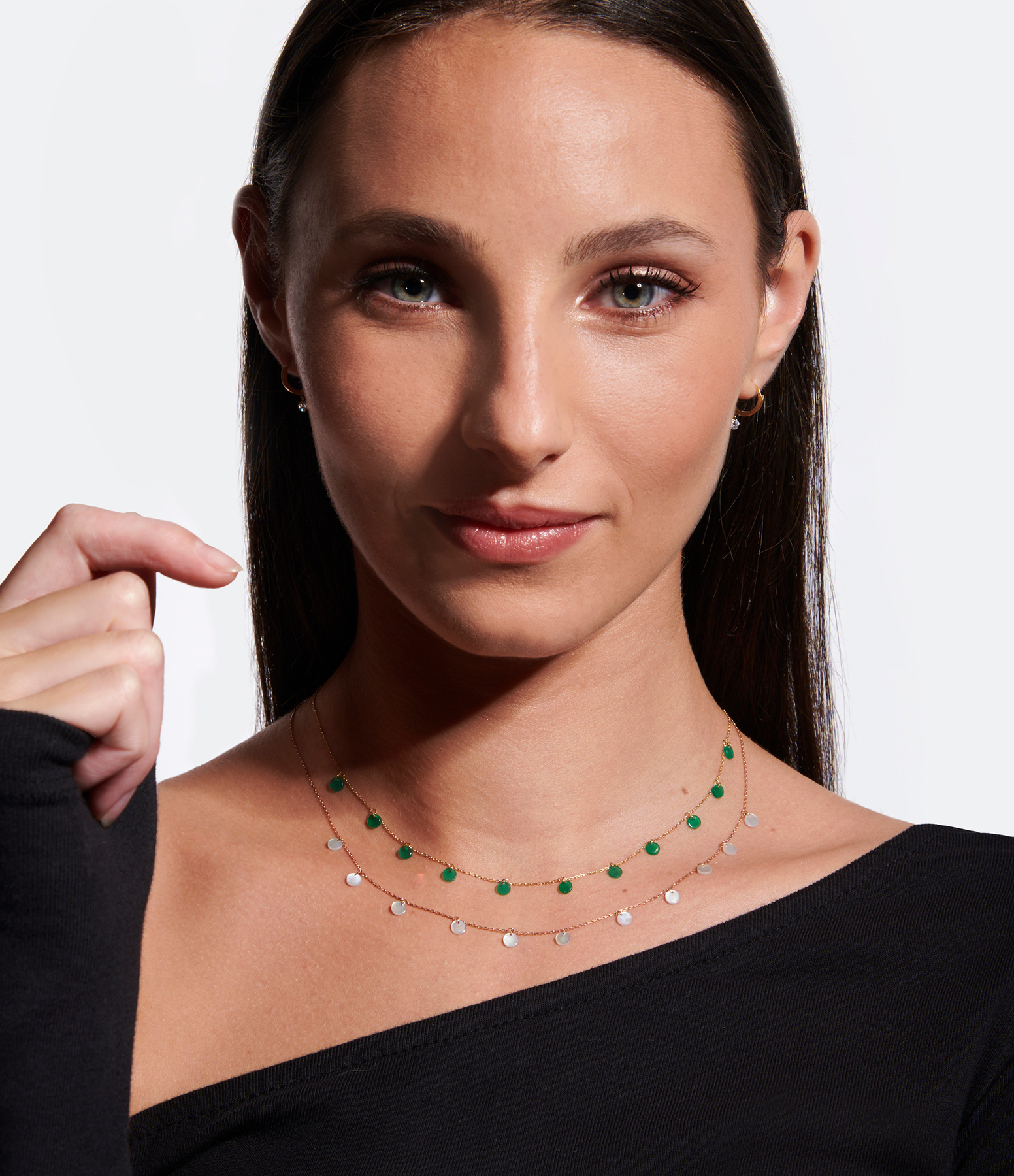 Polka Mother-of-Pearl Necklace in Rose Gold