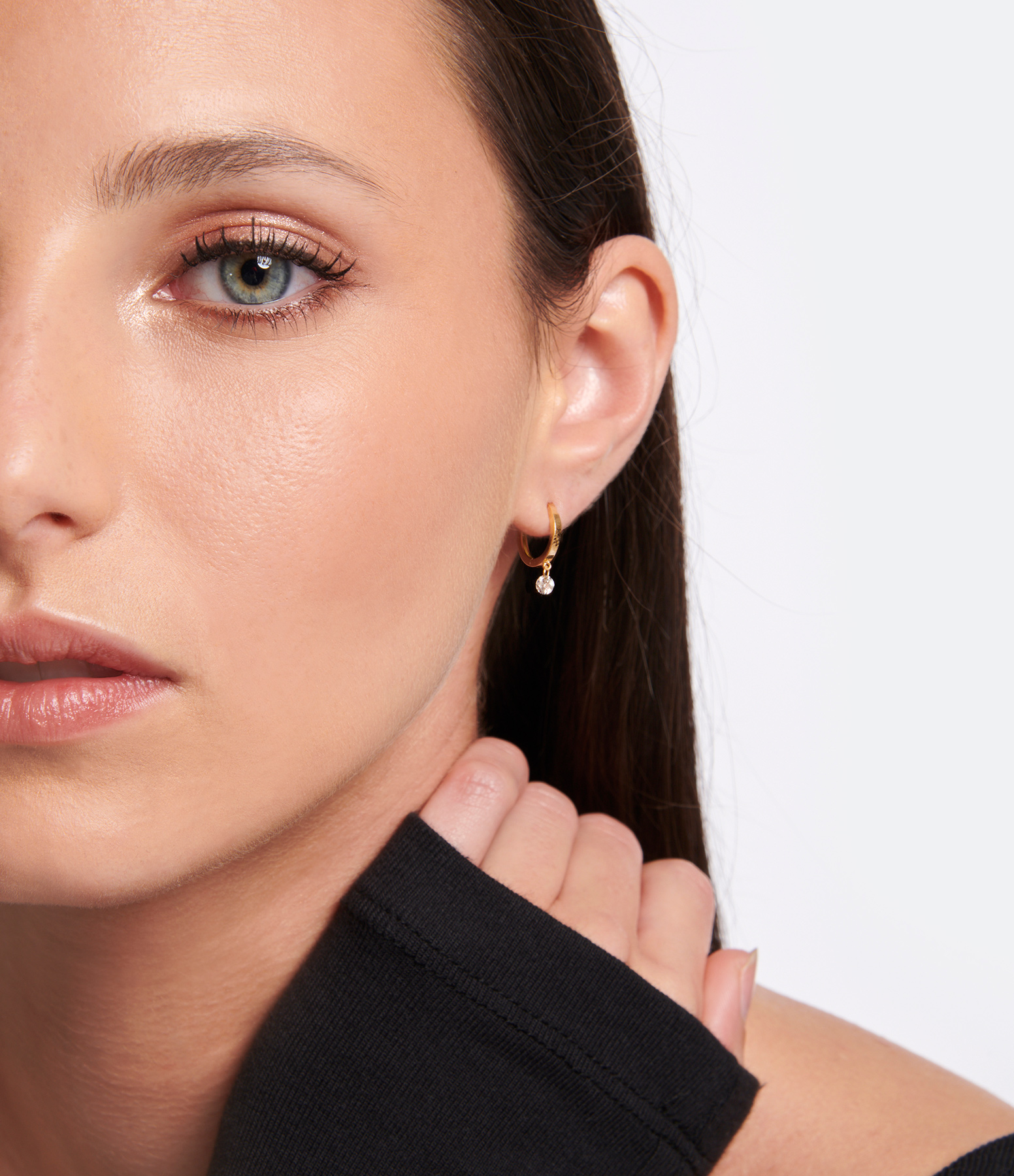 Mini 360° Brilliant-Cut Diamond Hoop Earrings in Yellow Gold