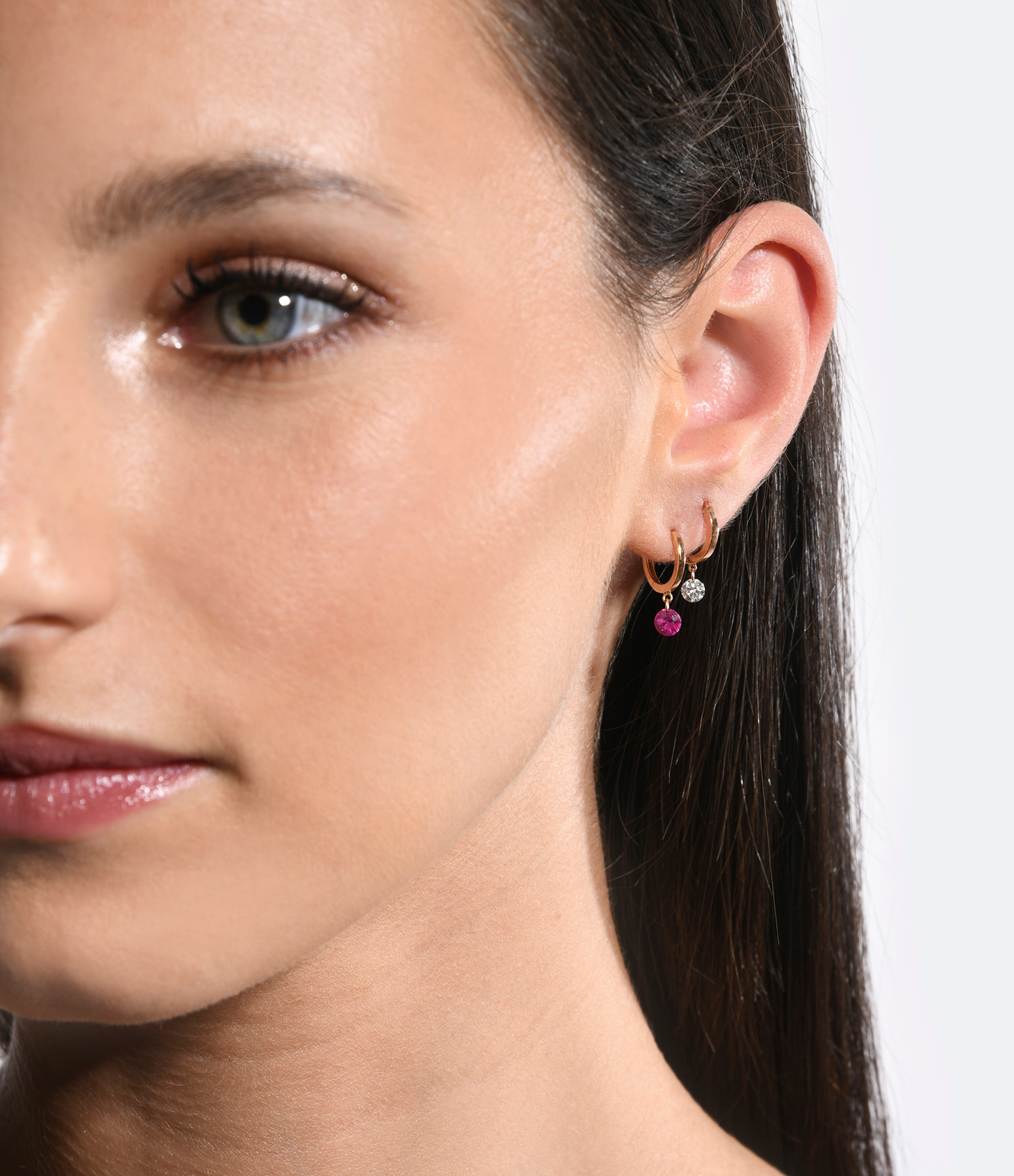 Mini 360° Brilliant-Cut Diamond Hoop Earrings in White Gold