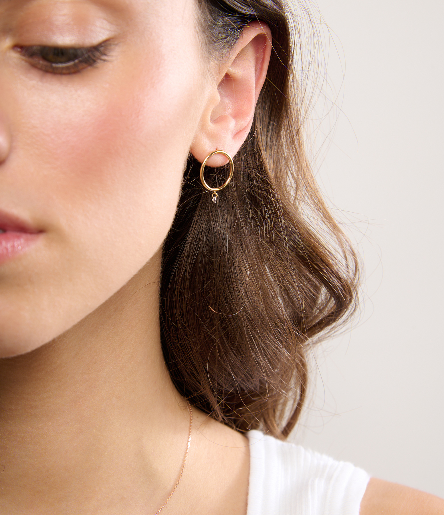 Eccentric Creole Earring in Yellow Gold with Diamonds