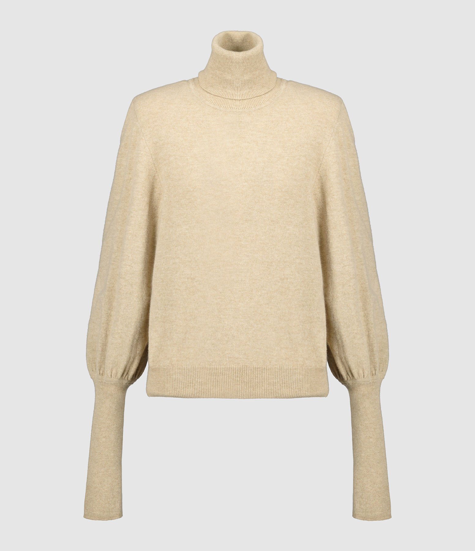 Beige Broccoli Turtleneck Jumpers