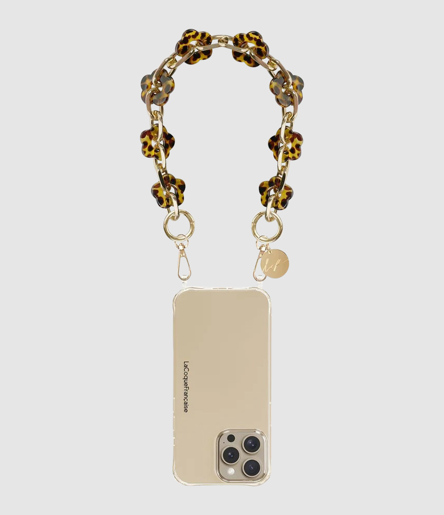 Cassy Short Chain with Brown Tortoiseshell Flowers