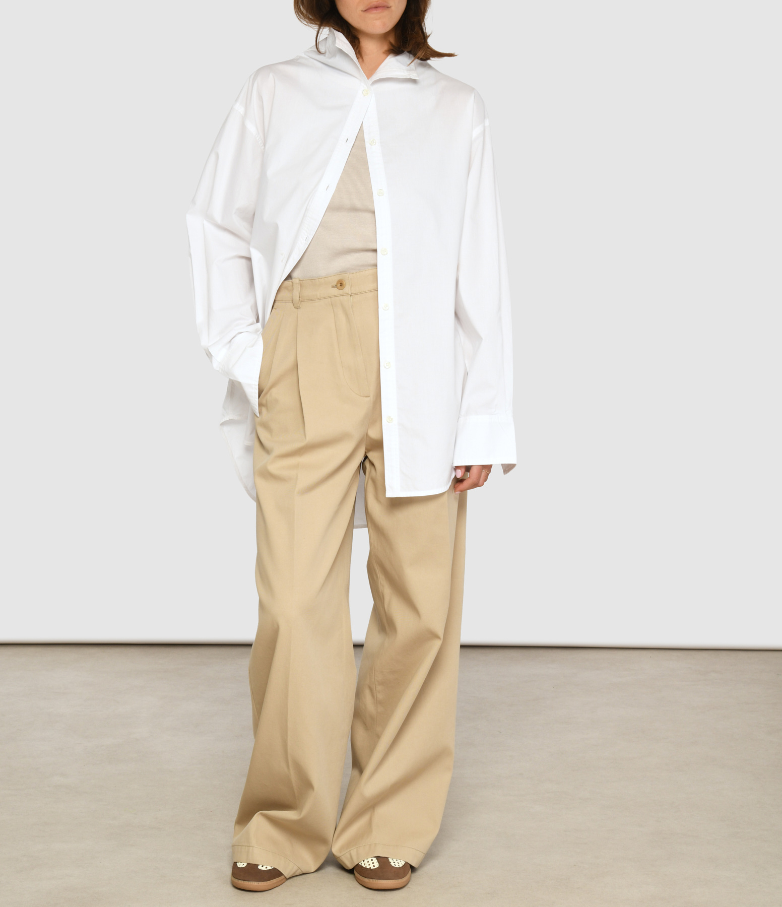 Cassandra High-Neck White Shirt