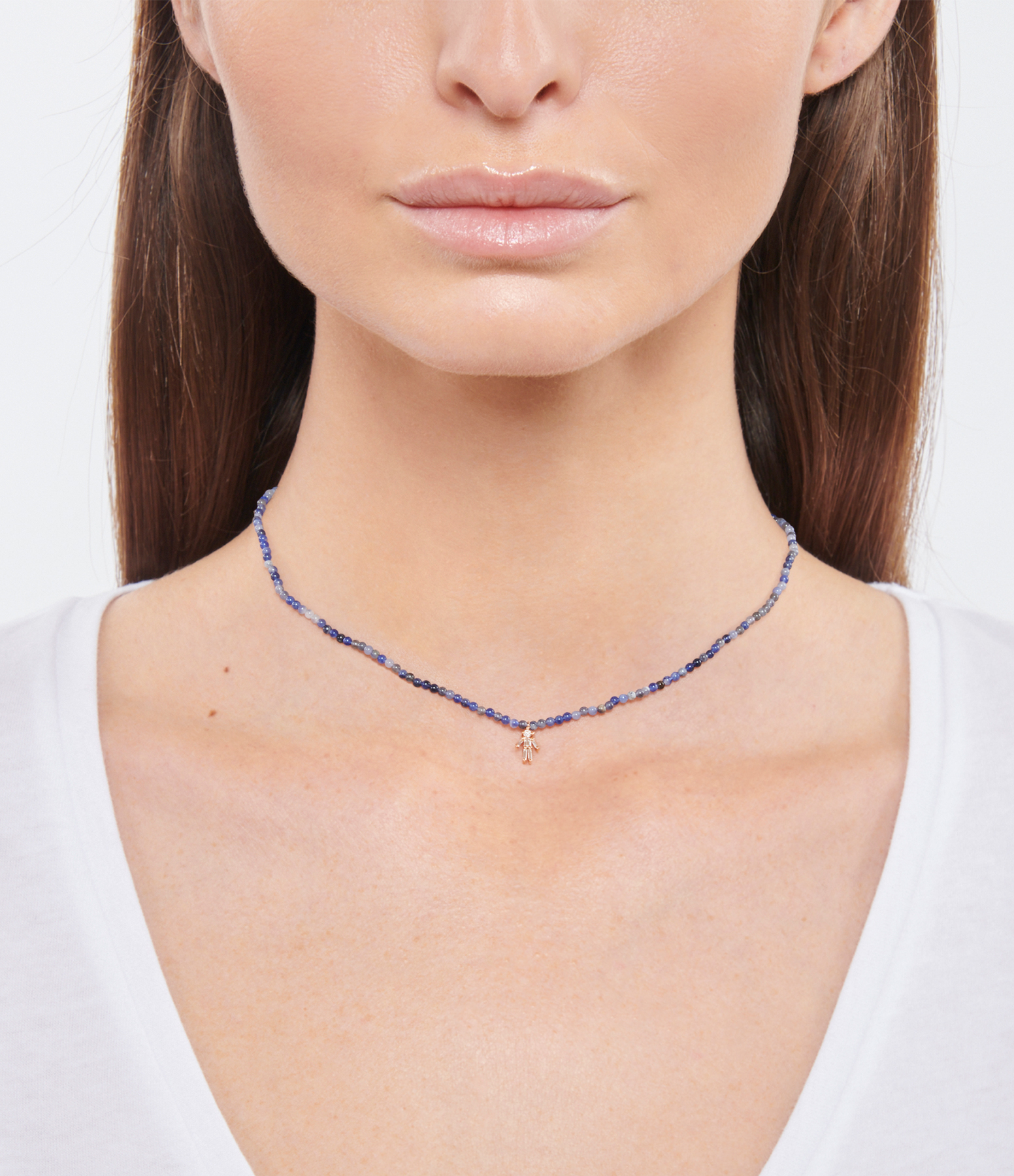 Rainbow Boy’s Necklace: Sodalite, Rose Gold and Diamonds