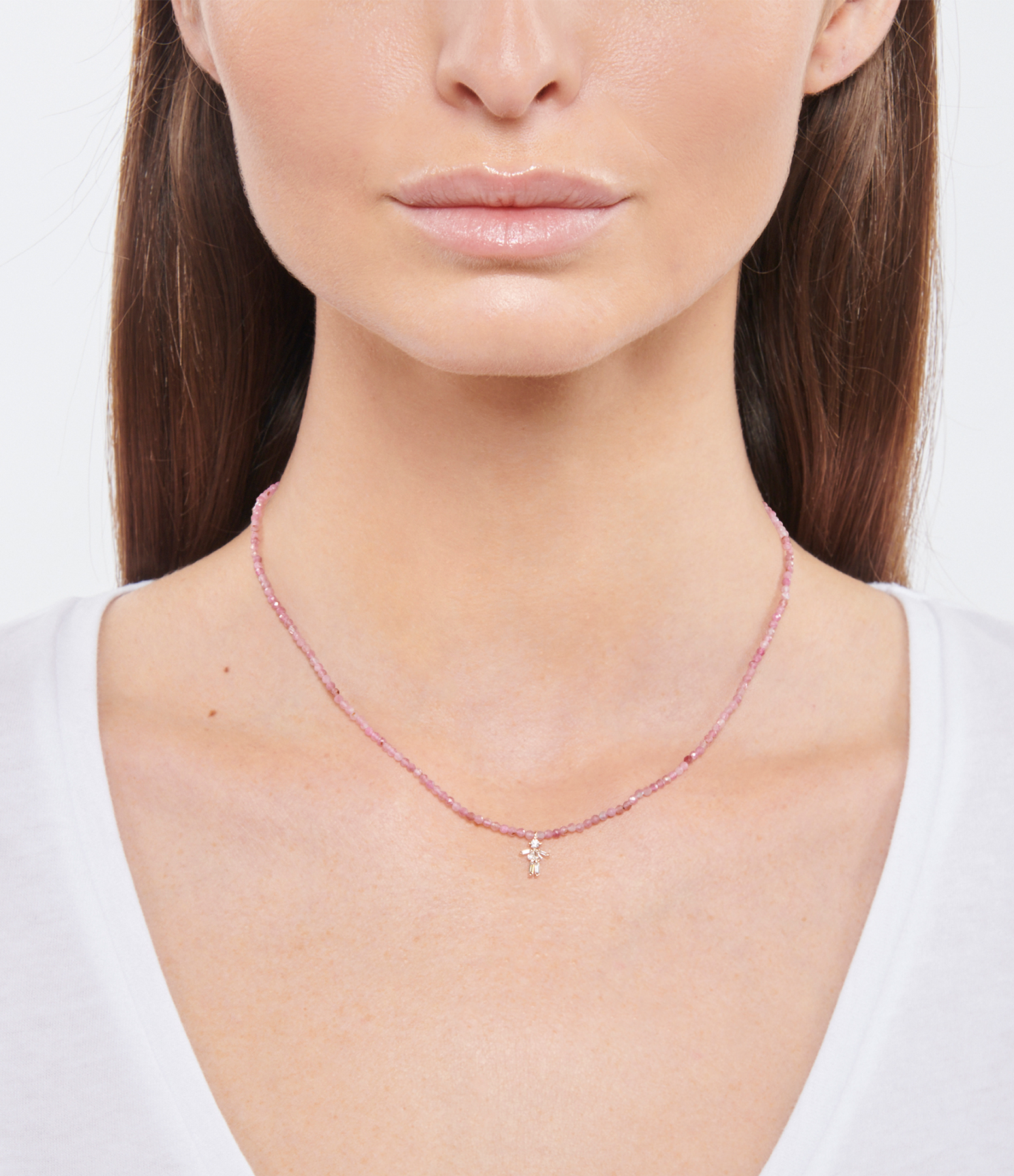 Rainbow Necklace for Girls with Tourmaline, Rose Gold and Diamonds