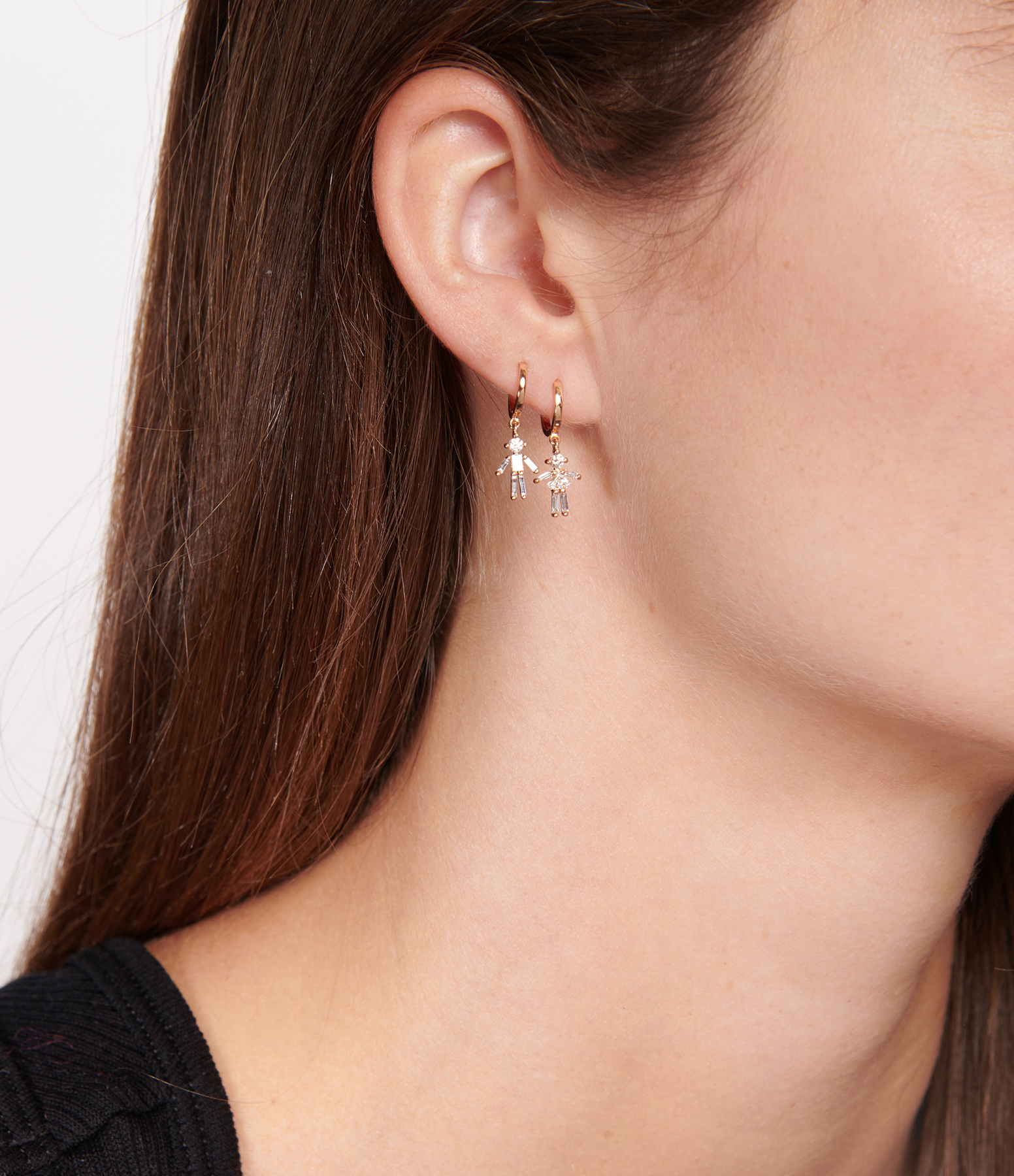 Iconic Boys’ Rose Gold Mini Creole Earrings with Diamonds (sold individually)