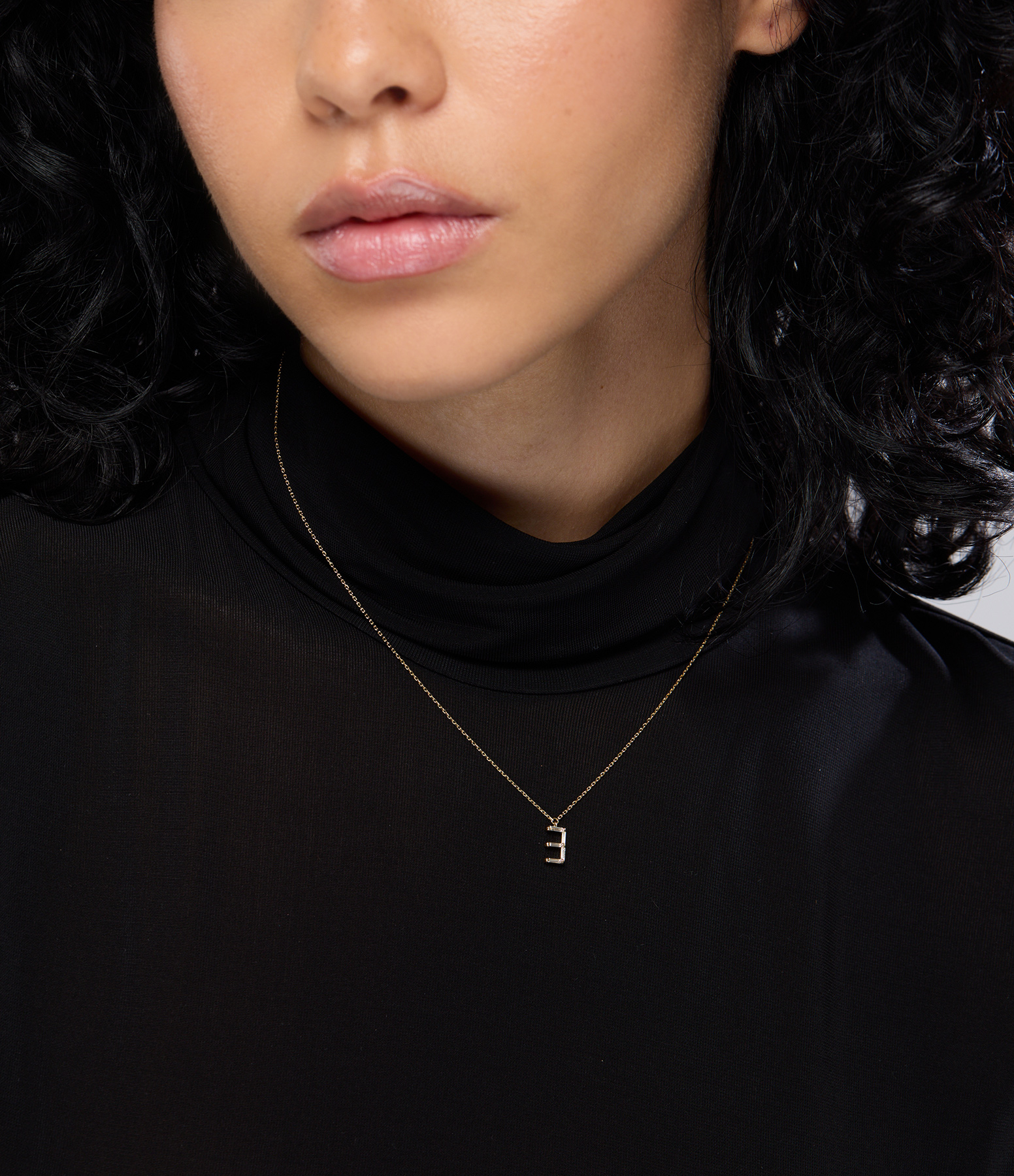 Number 3 Yellow Gold Diamond Necklace
