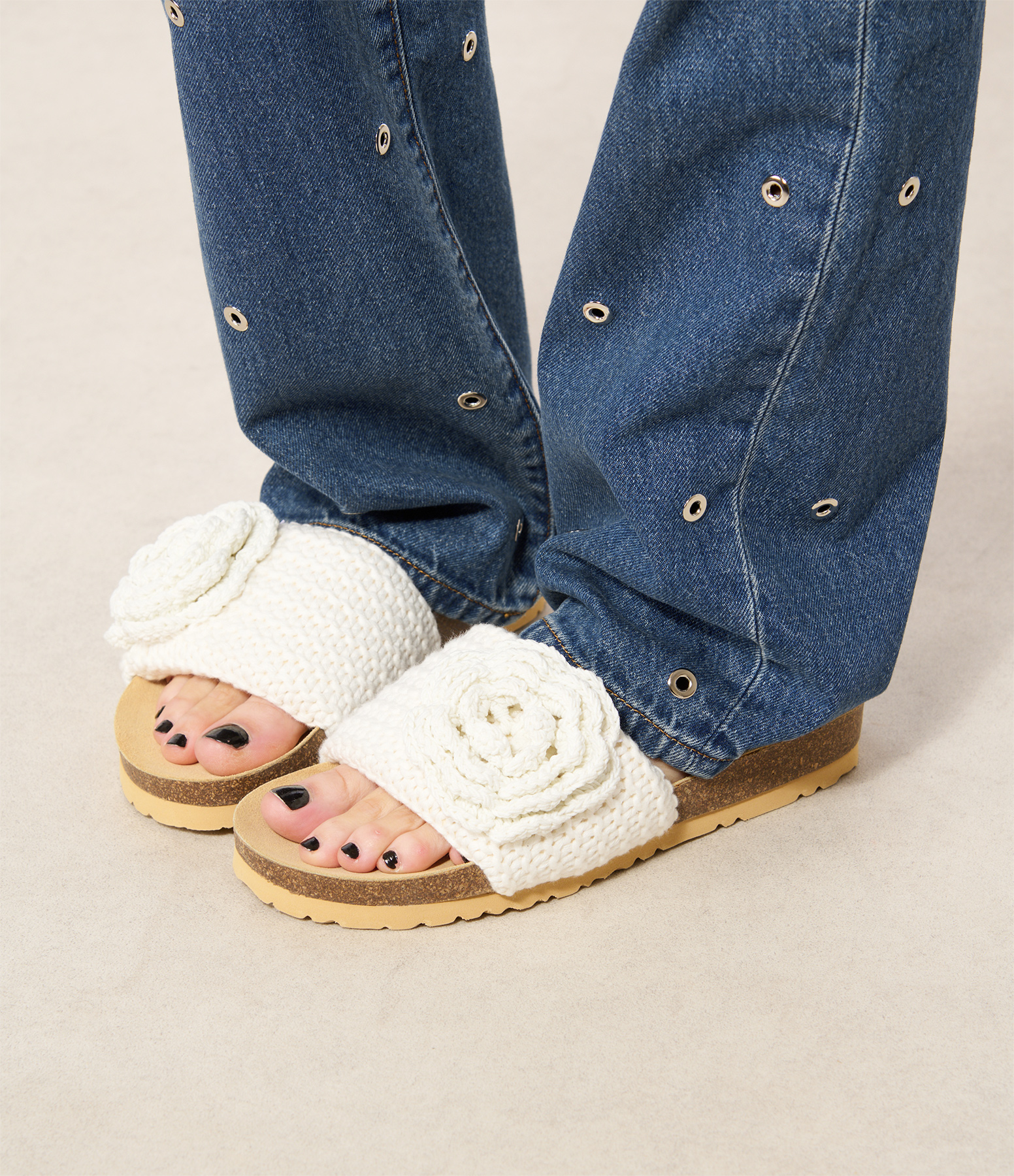 Pink and White Mules