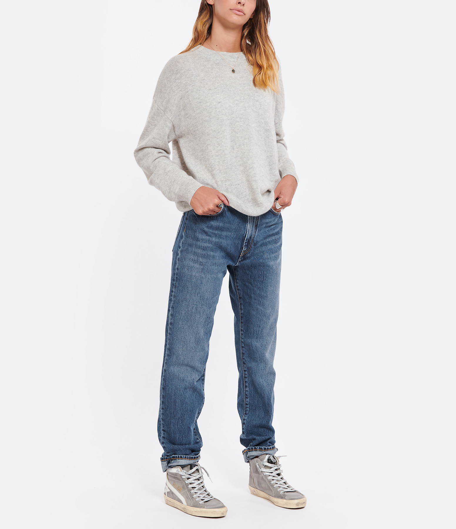 Jean Wular Straight-leg Faded Blue Cotton