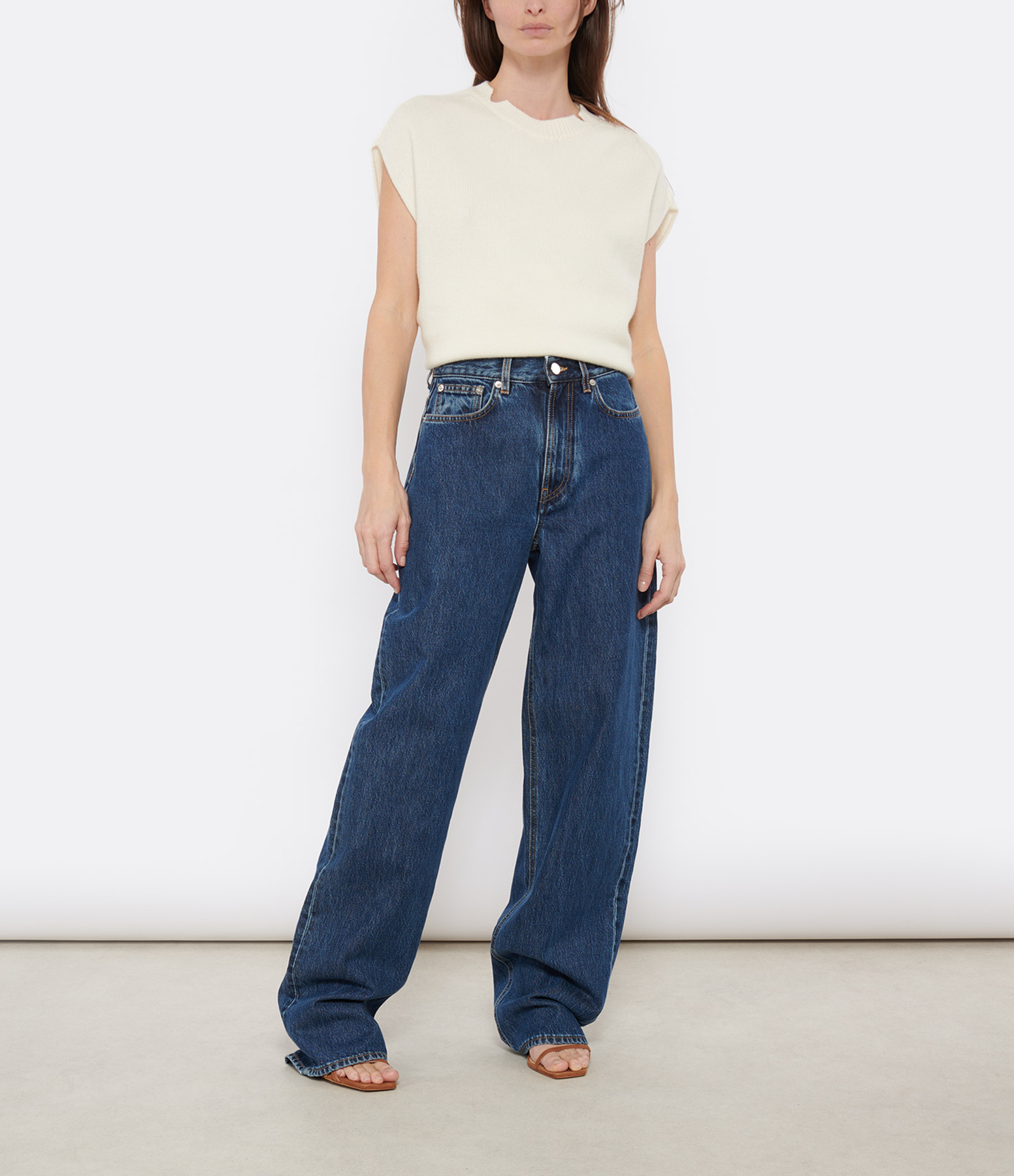 Ivory Wool Sleeveless Jumper