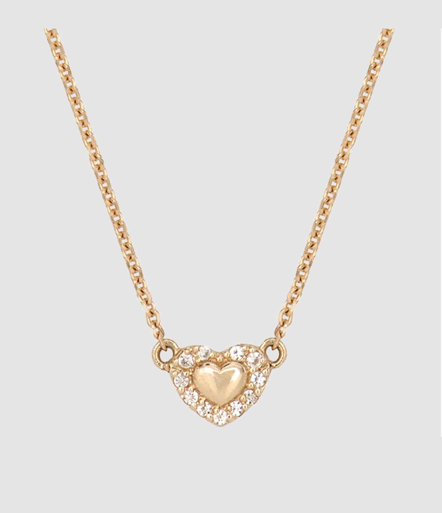 Heart-Shaped Necklace with White Sapphires in 14-carat Yellow Gold