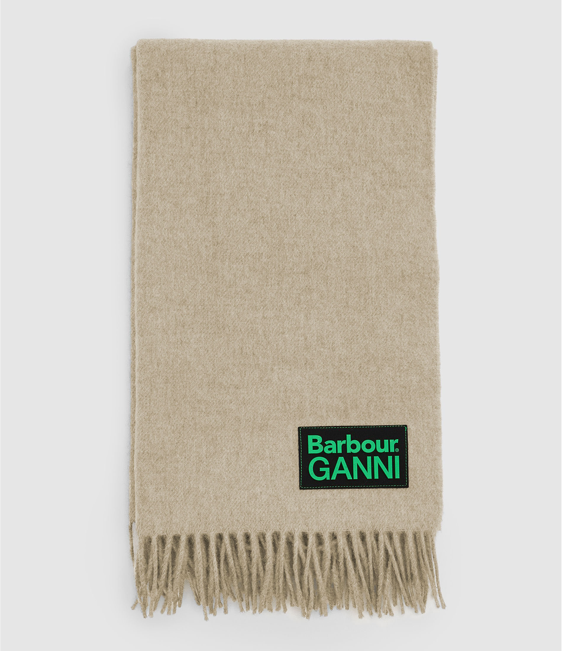 Camel Lambswool Scarf, Barbour x Ganni Collaboration