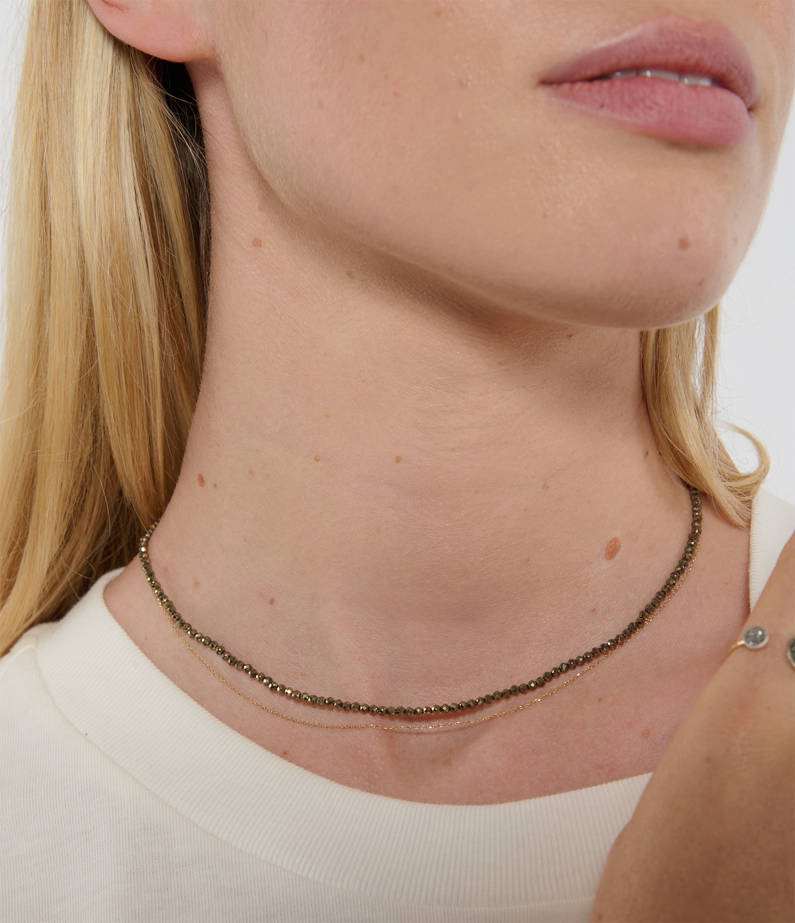 Sublime Mineral Pyrite Long Necklace