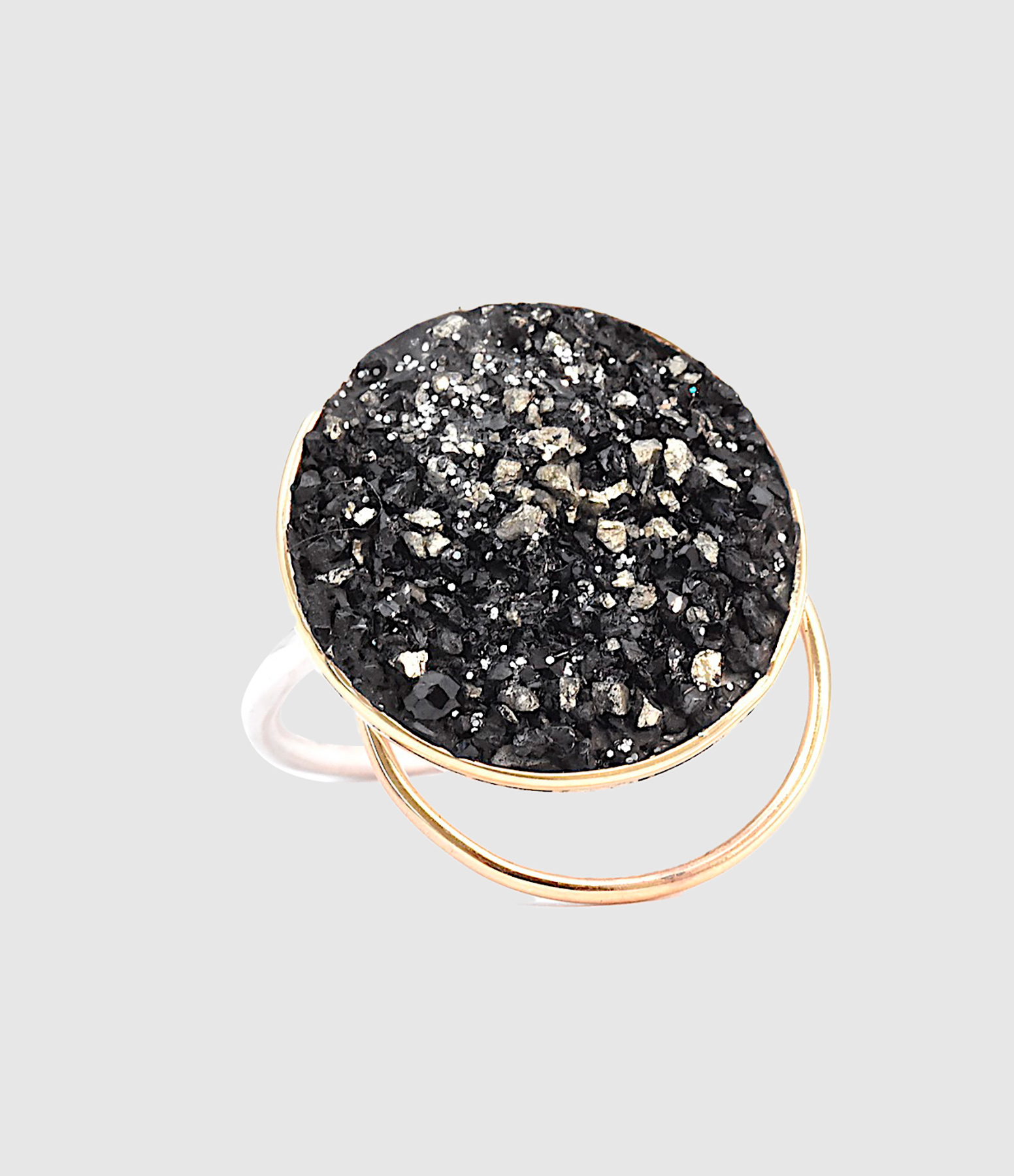 Sublime XL Articulated Bliss Ring – Black Sapphire and Gold