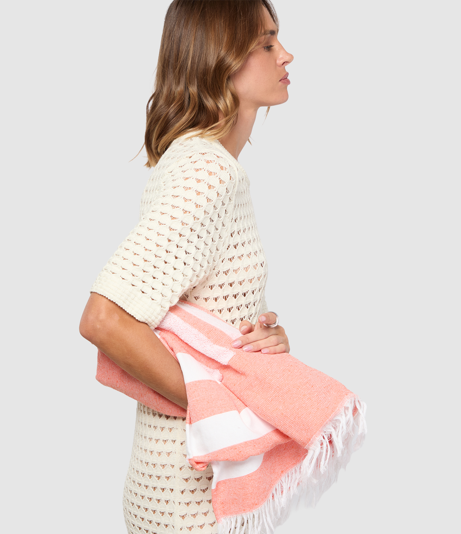 Lulli Orange Terry Beach Towel